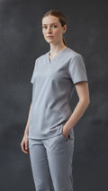 Grey Unisex Scrub Tunic – V-Neck Professional Medical Workwear