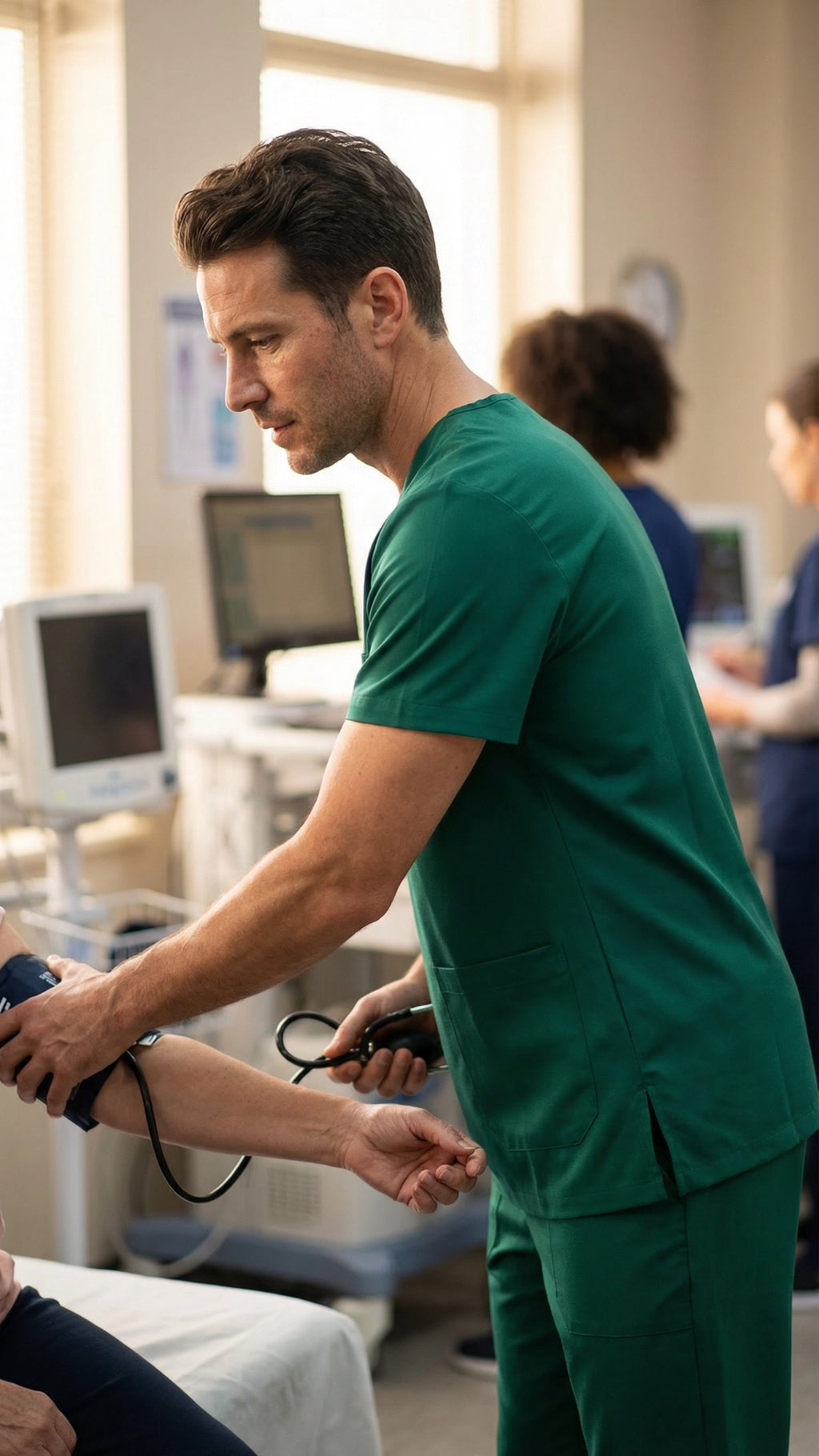 Men’s Bottle Green Medical Scrub Top