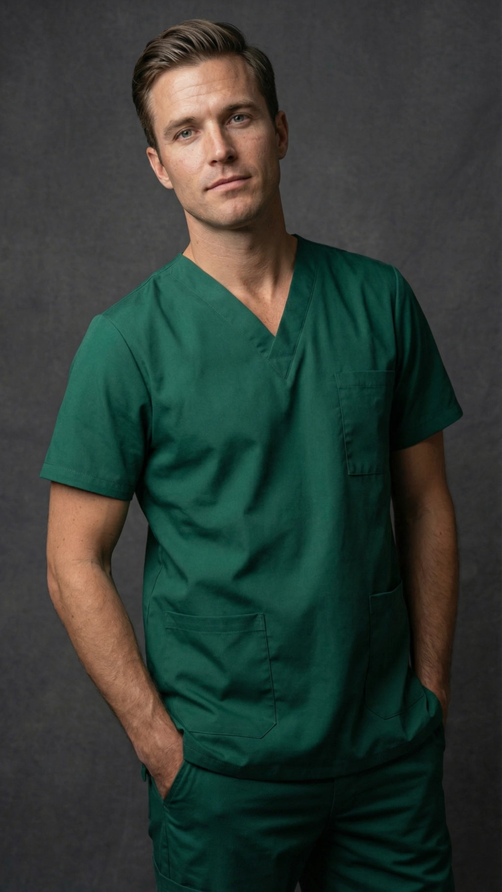Men’s Bottle Green Medical Scrub Top
