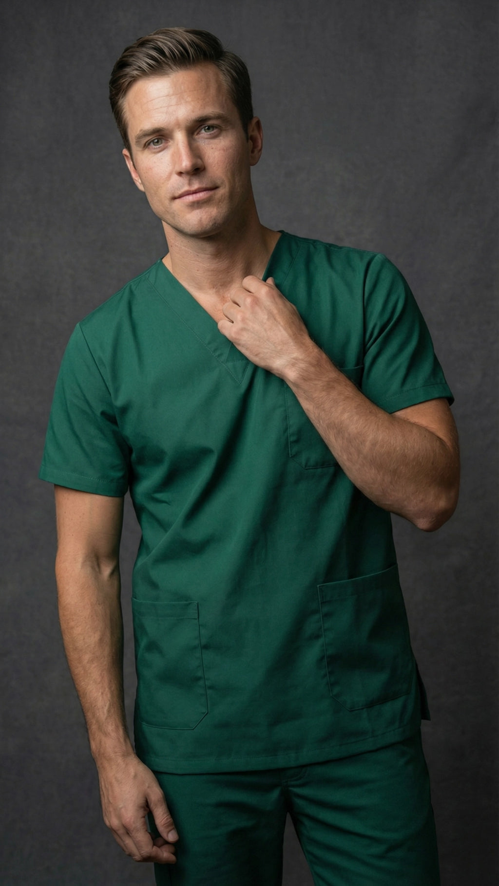 Men’s Bottle Green Medical Scrub Top