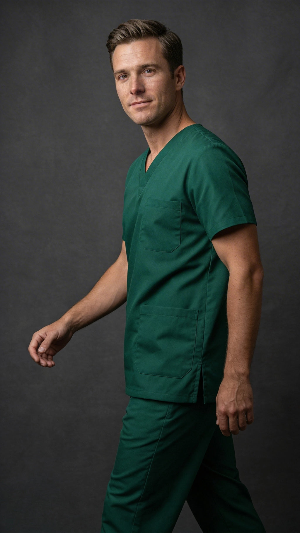 Men’s Bottle Green Medical Scrub Top