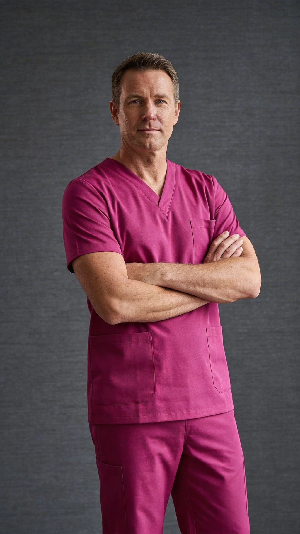 Men’s Dark Pink Medical Scrub Top