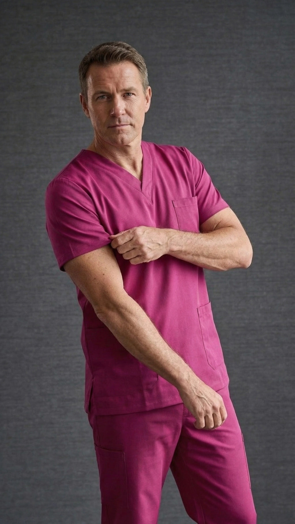 Men’s Dark Pink Medical Scrub Top