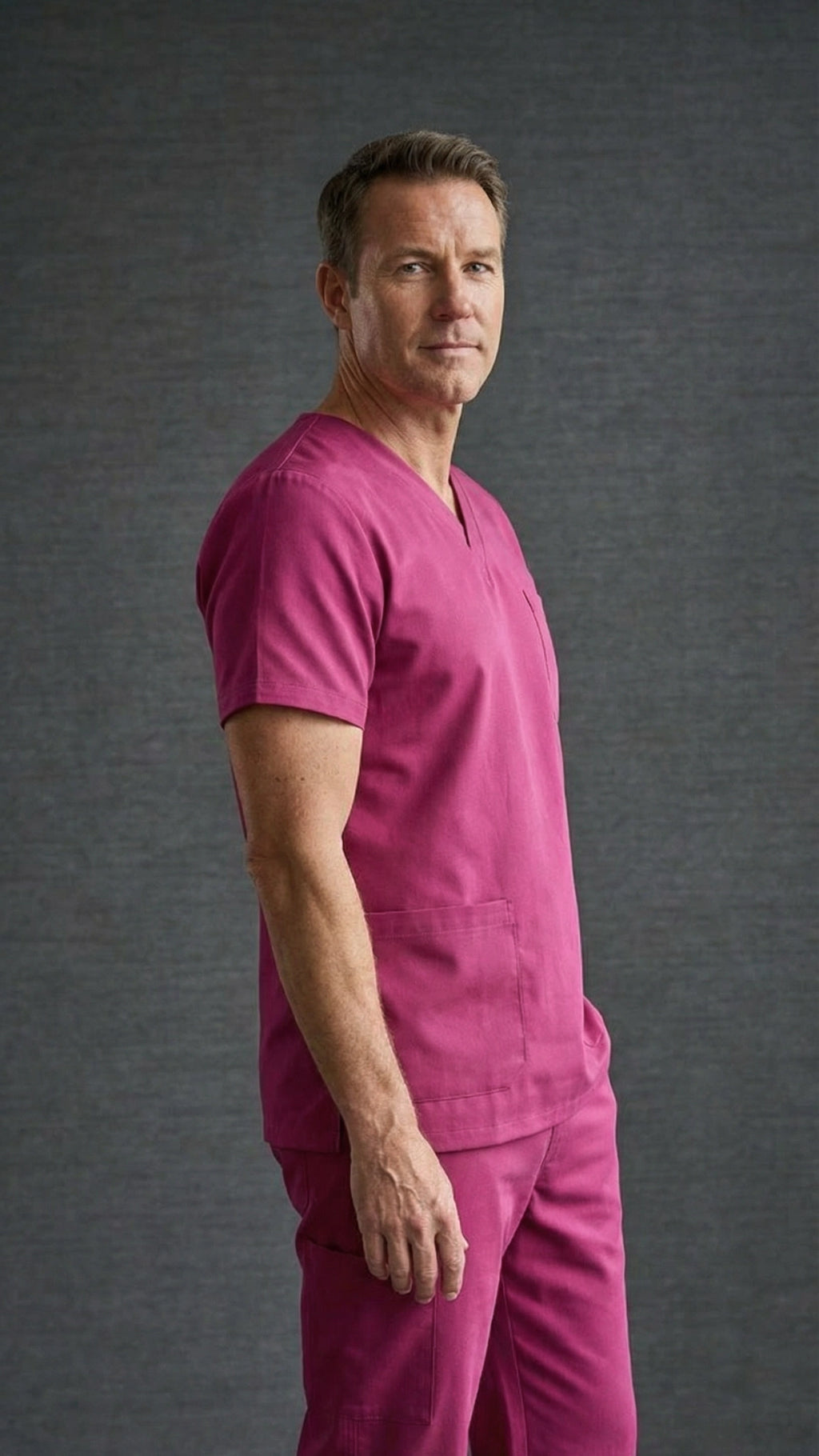 Men’s Dark Pink Medical Scrub Top