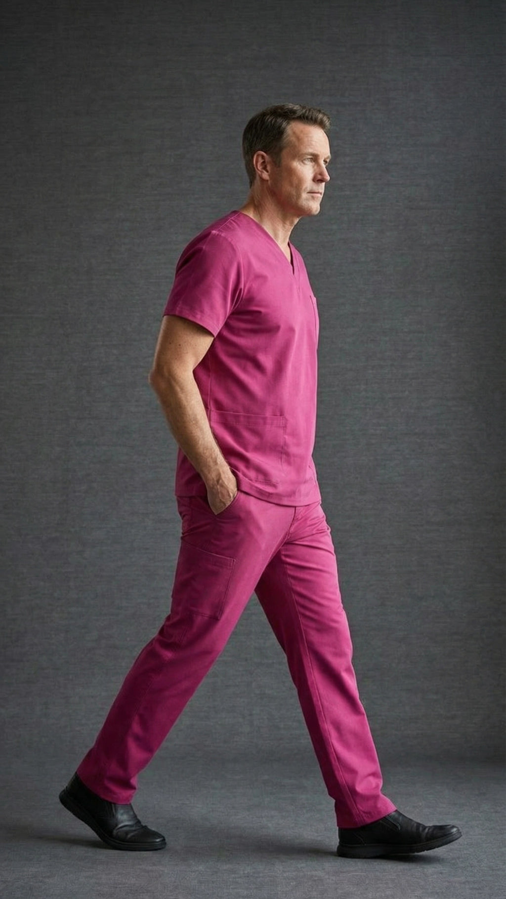 Men’s Dark Pink Medical Scrub Top
