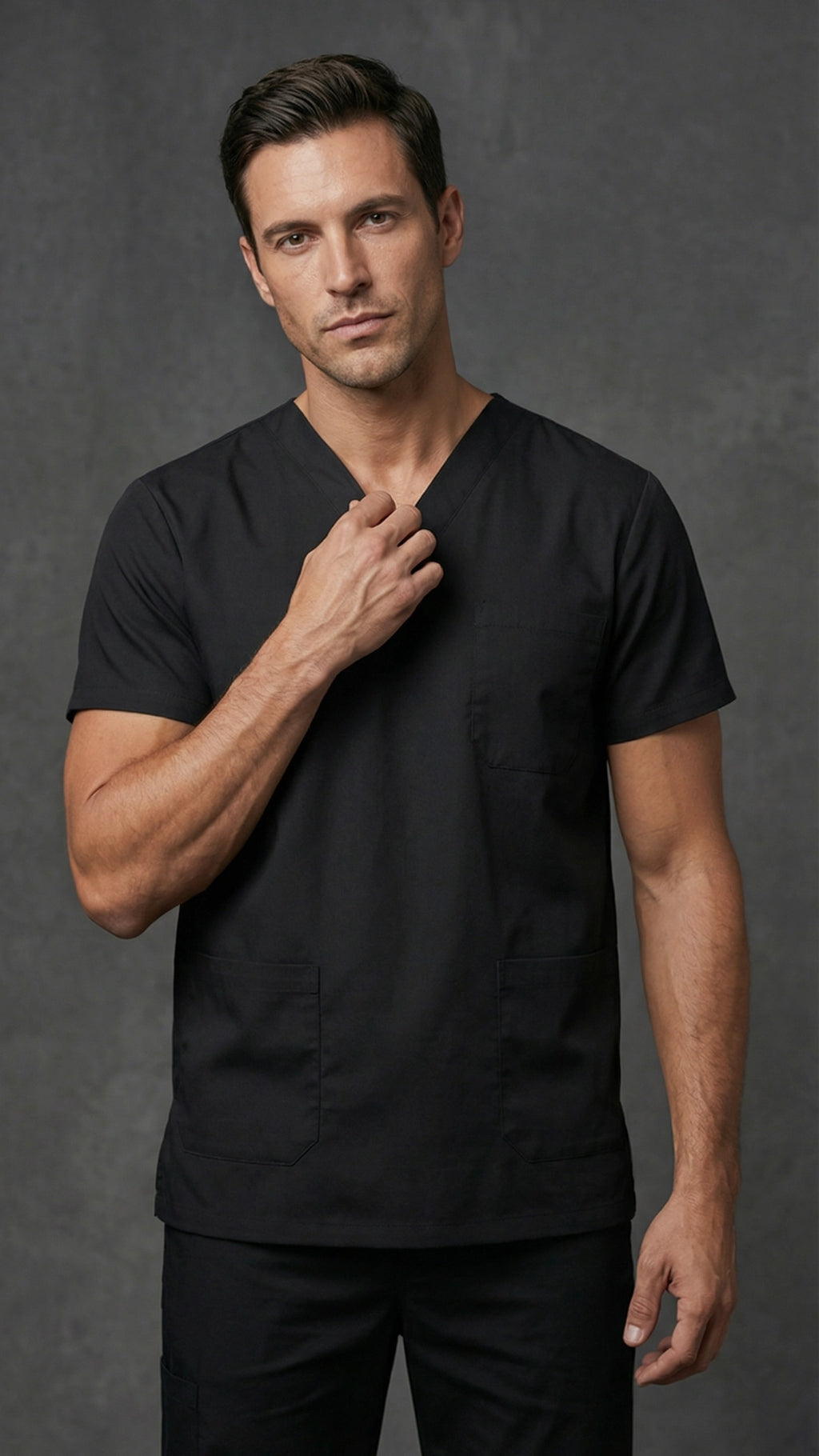 Men’s Black Scrub Top for Healthcare Professionals