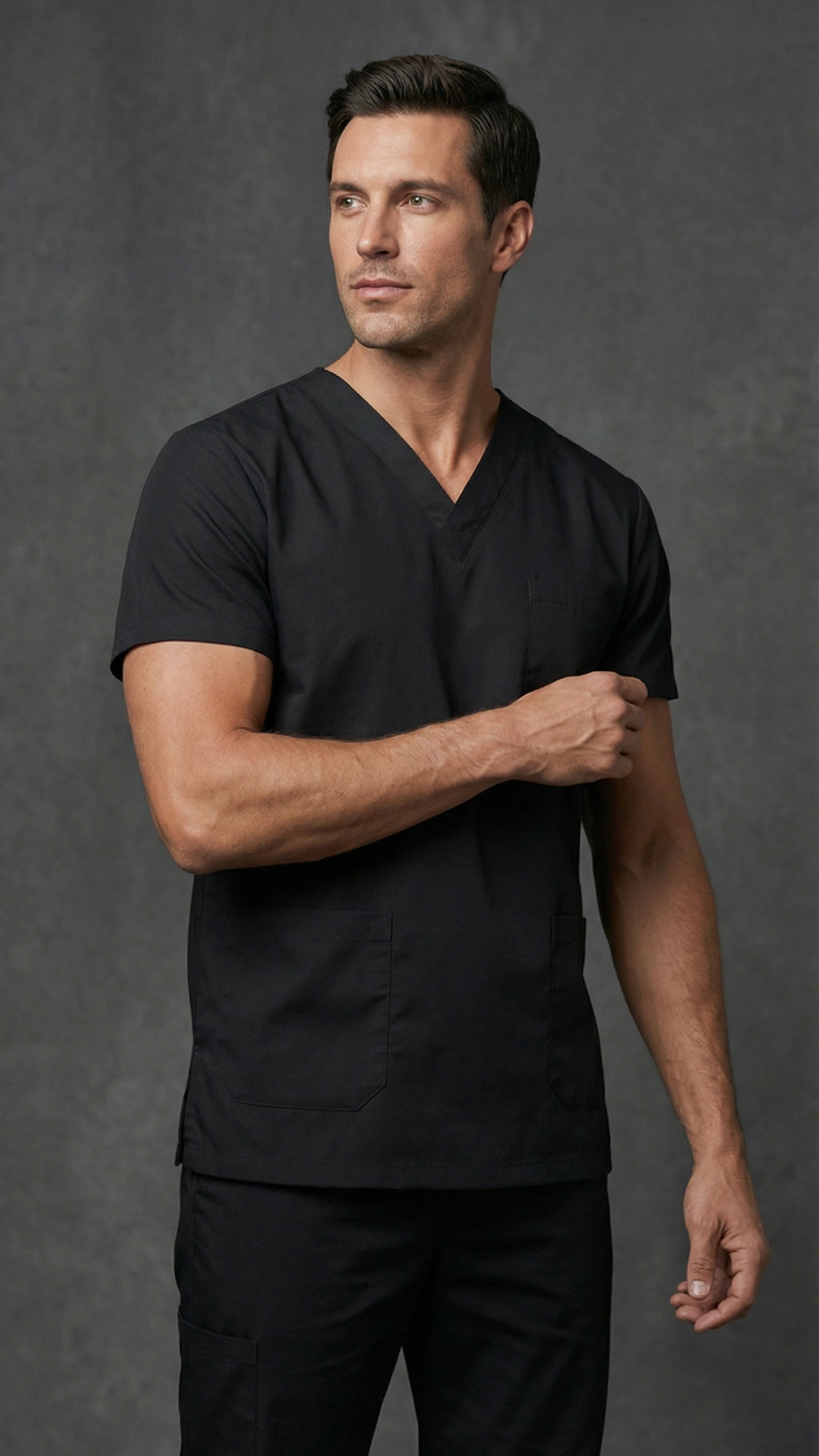 Men’s Black Scrub Top for Healthcare Professionals