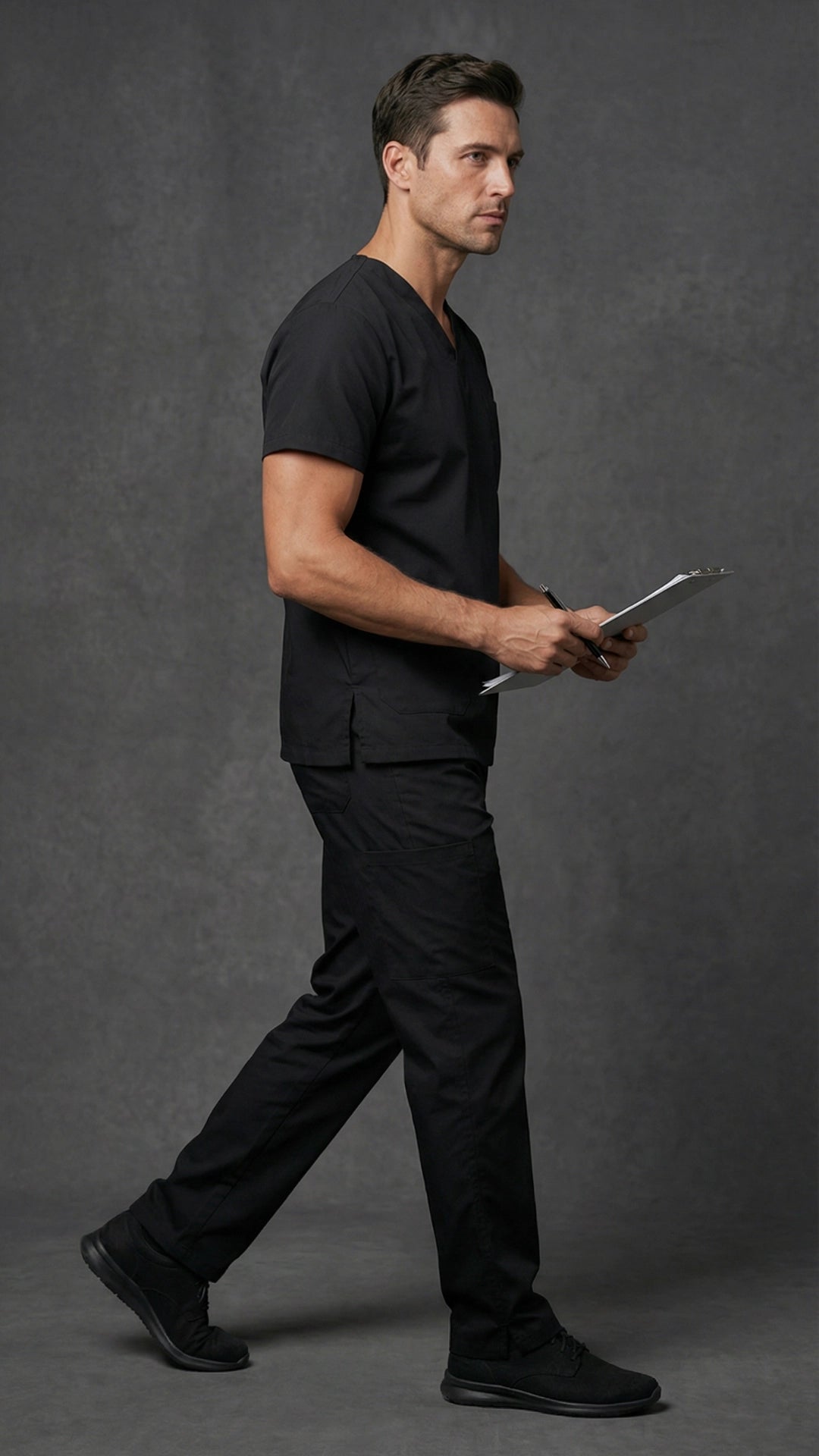 Men’s Black Scrub Top for Healthcare Professionals