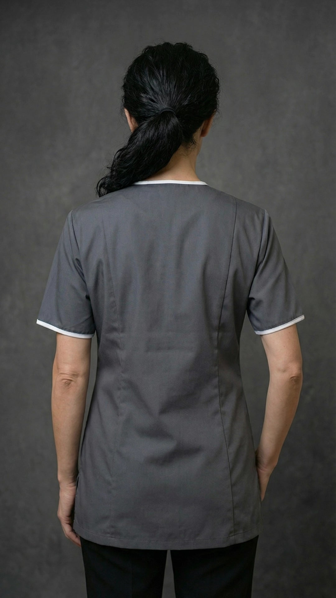 Dark Grey Healthcare Tunic with Contrast Trim