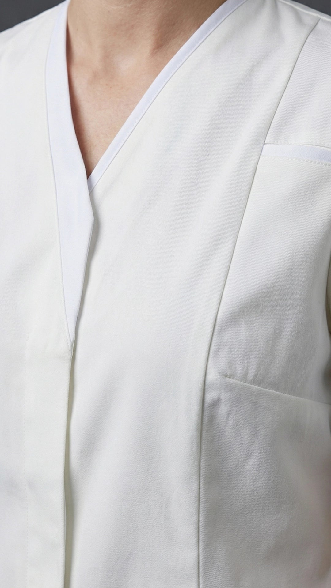 Women’s White Healthcare Tunic with Contrast Trim