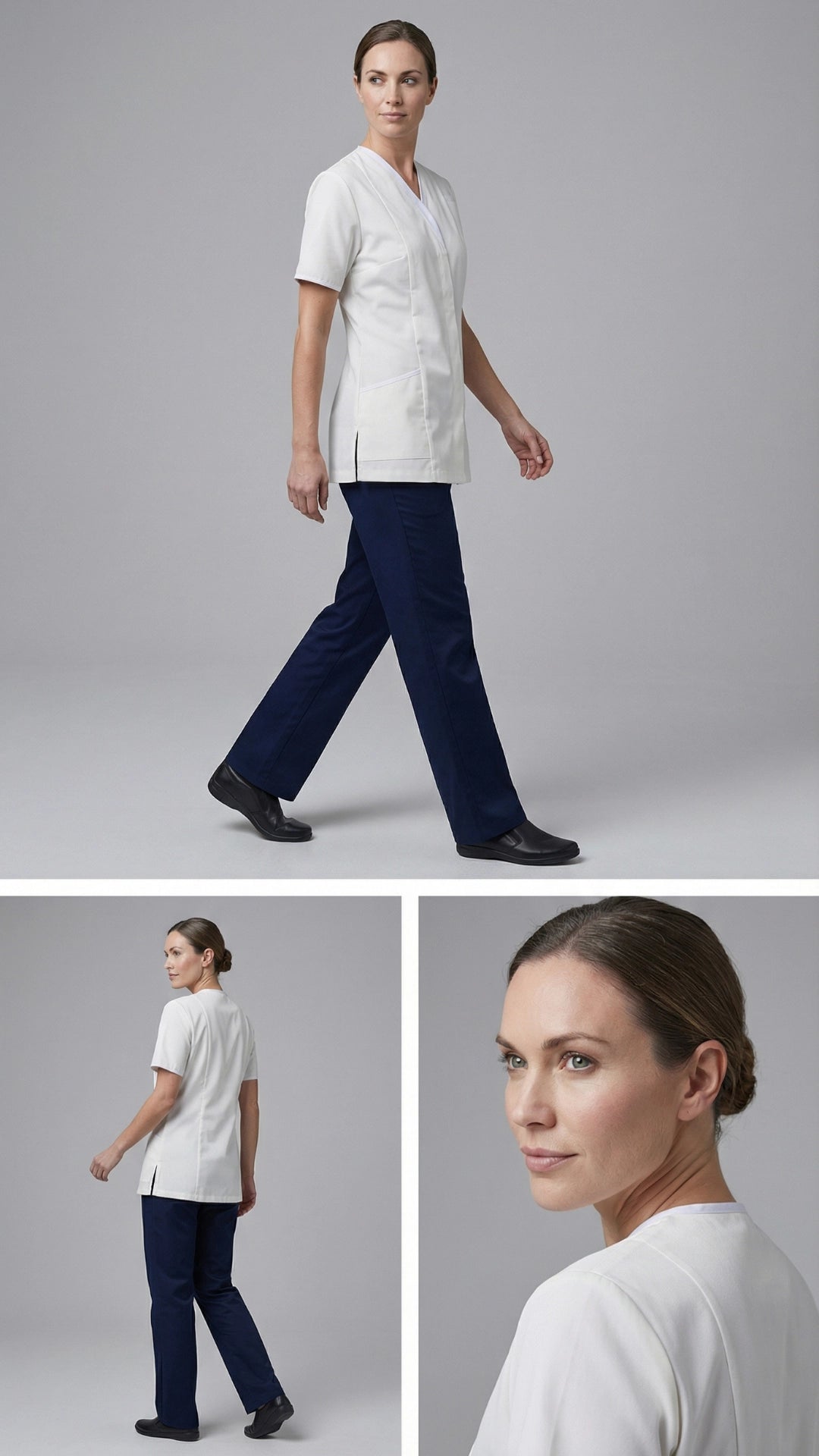 Women’s White Healthcare Tunic with Contrast Trim