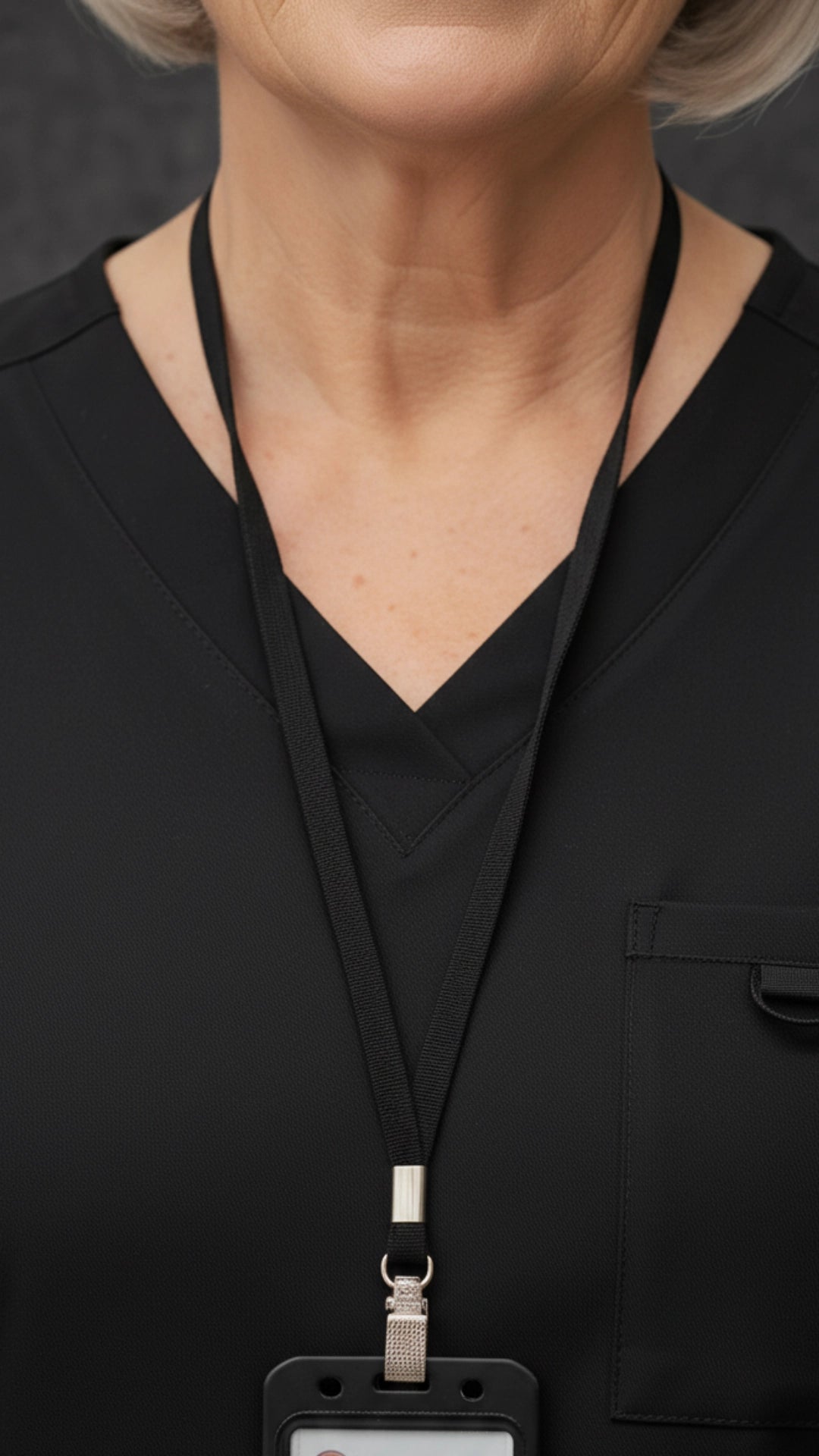 Black Women’s Scrub Top – V-Neck Stretch Medical Workwear