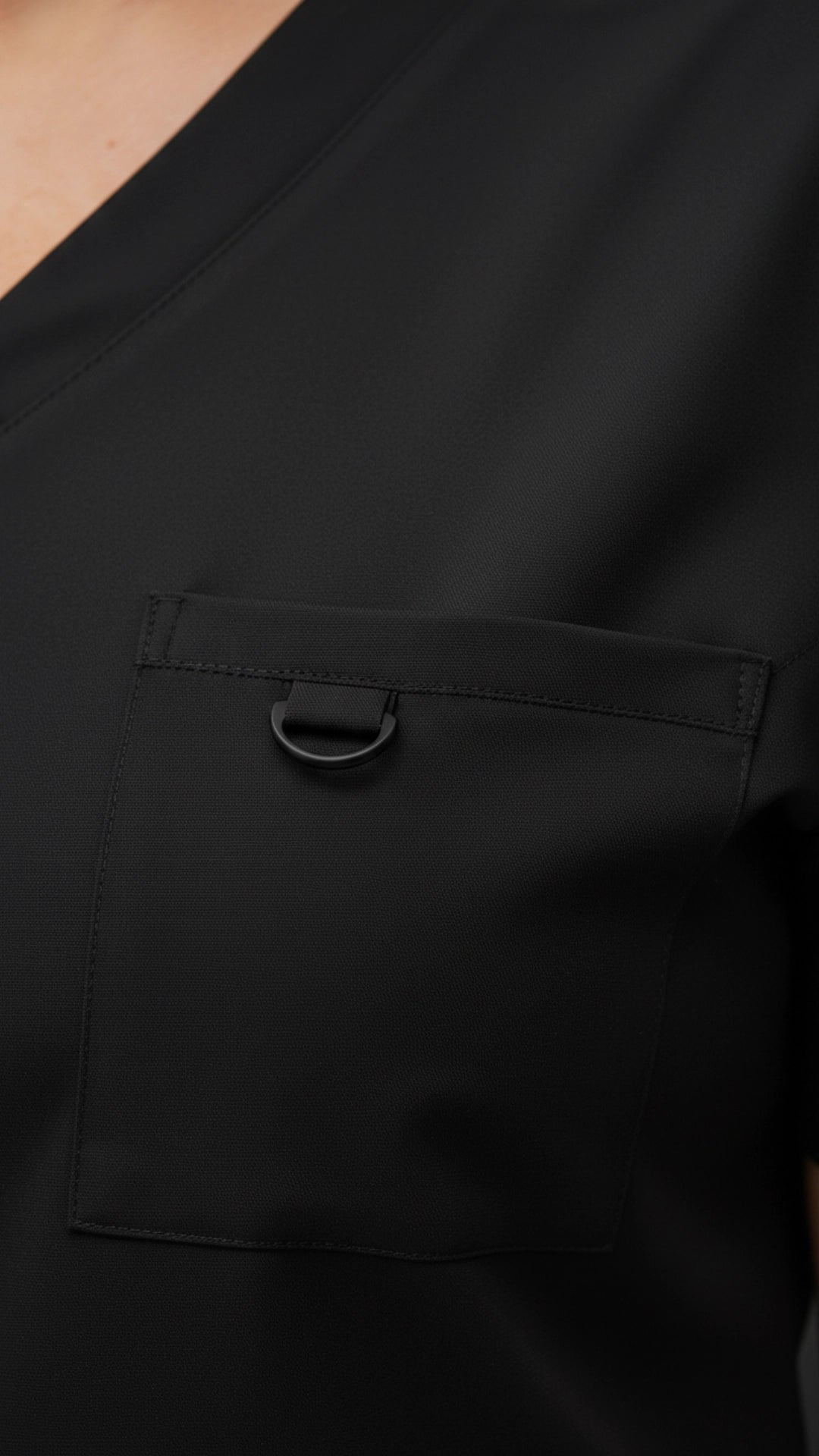 Black Women’s Scrub Top – V-Neck Stretch Medical Workwear