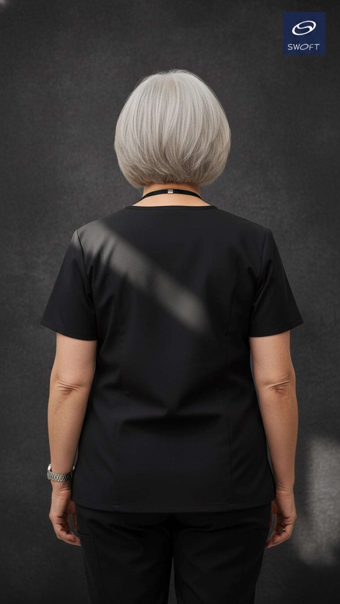 Black Women’s Scrub Top – V-Neck Stretch Medical Workwear