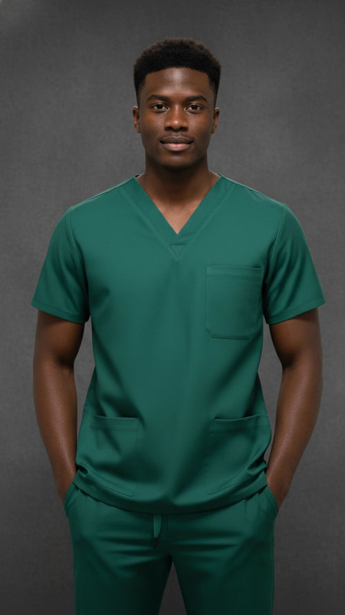 Bottle Green Unisex Scrub Tunic – V-Neck Professional Medical Workwear
