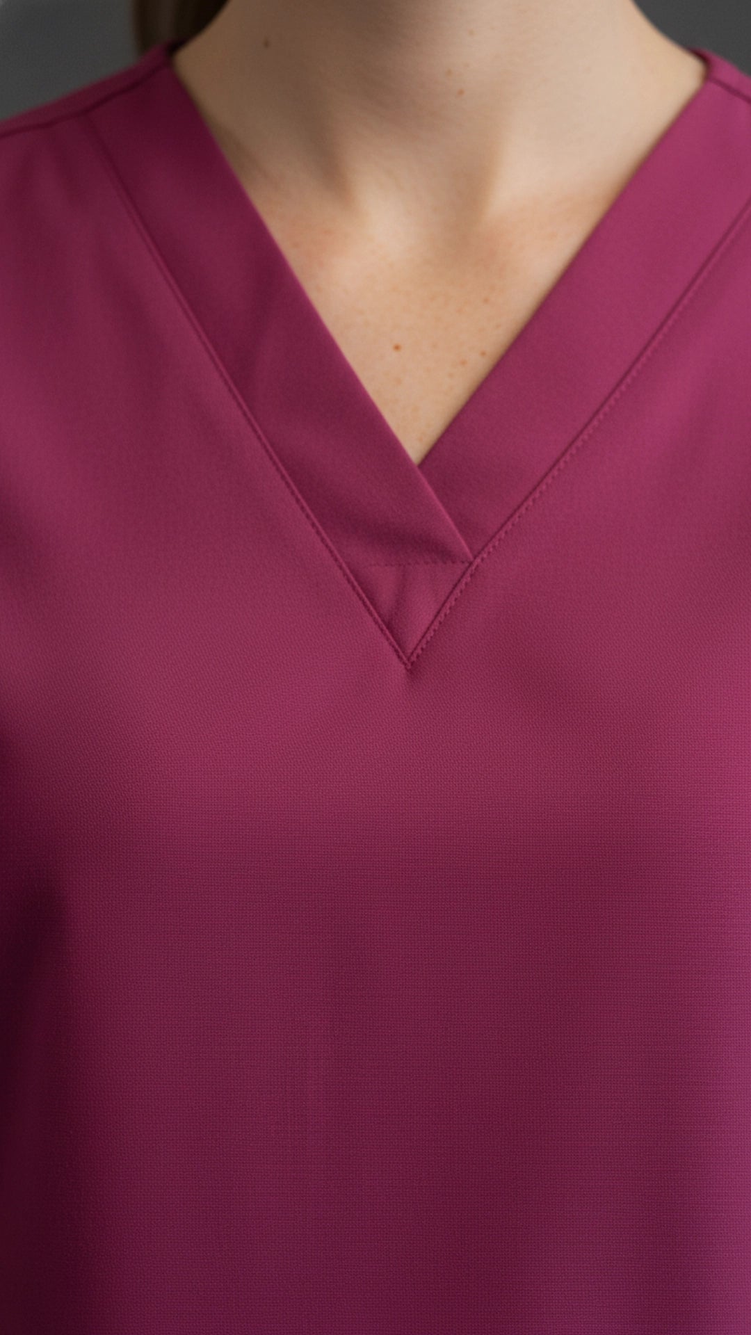 Dark Pink Unisex Scrub Tunic – V-Neck Professional Medical Workwear