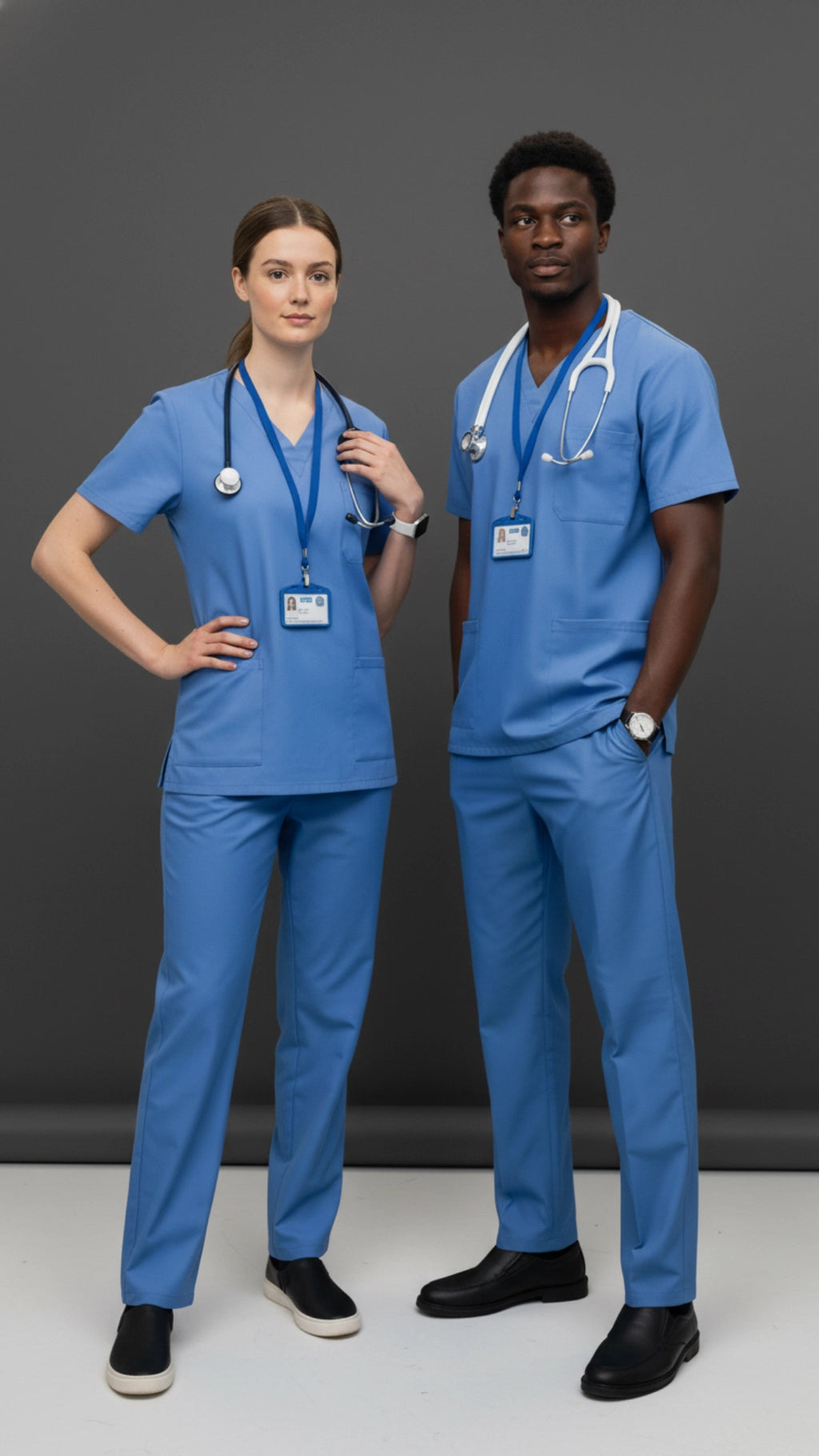 Hospital Blue Unisex Scrub Tunic – V-Neck Professional Medical Workwear