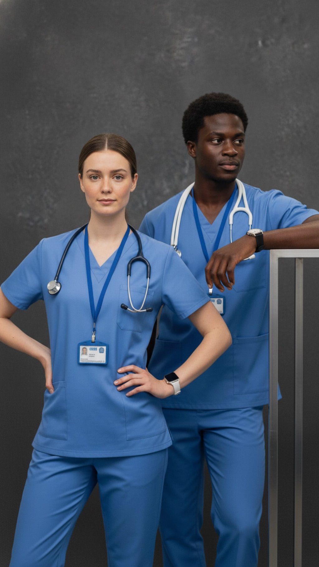 Hospital Blue Unisex Scrub Tunic – V-Neck Professional Medical Workwear