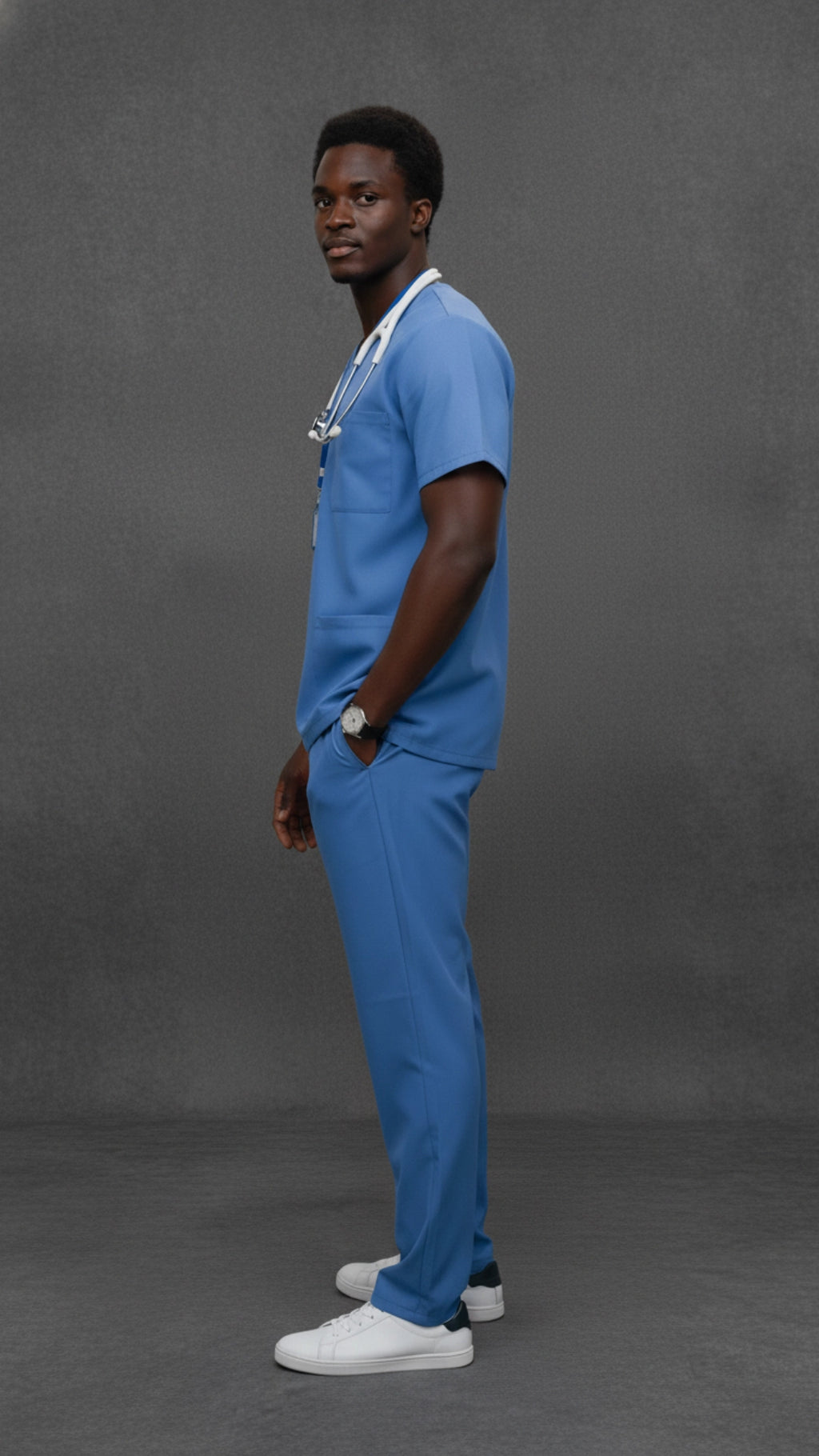 Hospital Blue Unisex Scrub Tunic – V-Neck Professional Medical Workwear