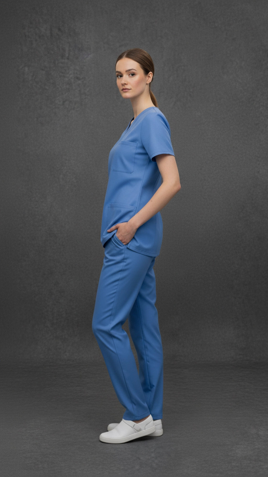 Hospital Blue Unisex Scrub Tunic – V-Neck Professional Medical Workwear