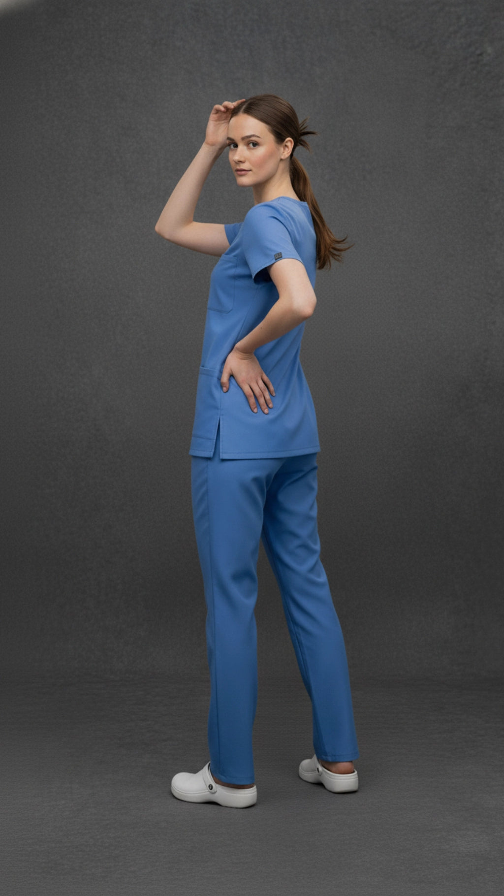Hospital Blue Unisex Scrub Tunic – V-Neck Professional Medical Workwear