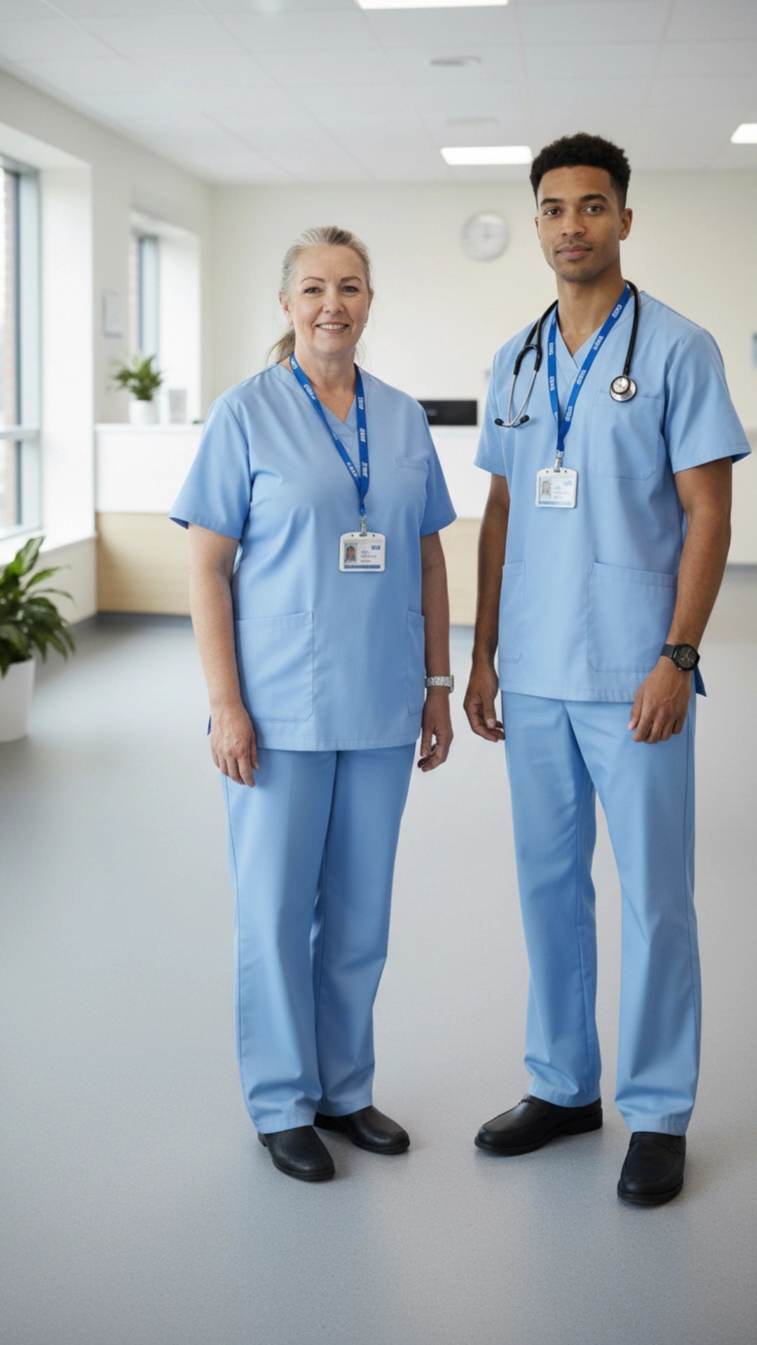 Sky Blue Unisex Scrub Tunic – V-Neck Professional Medical Workwear