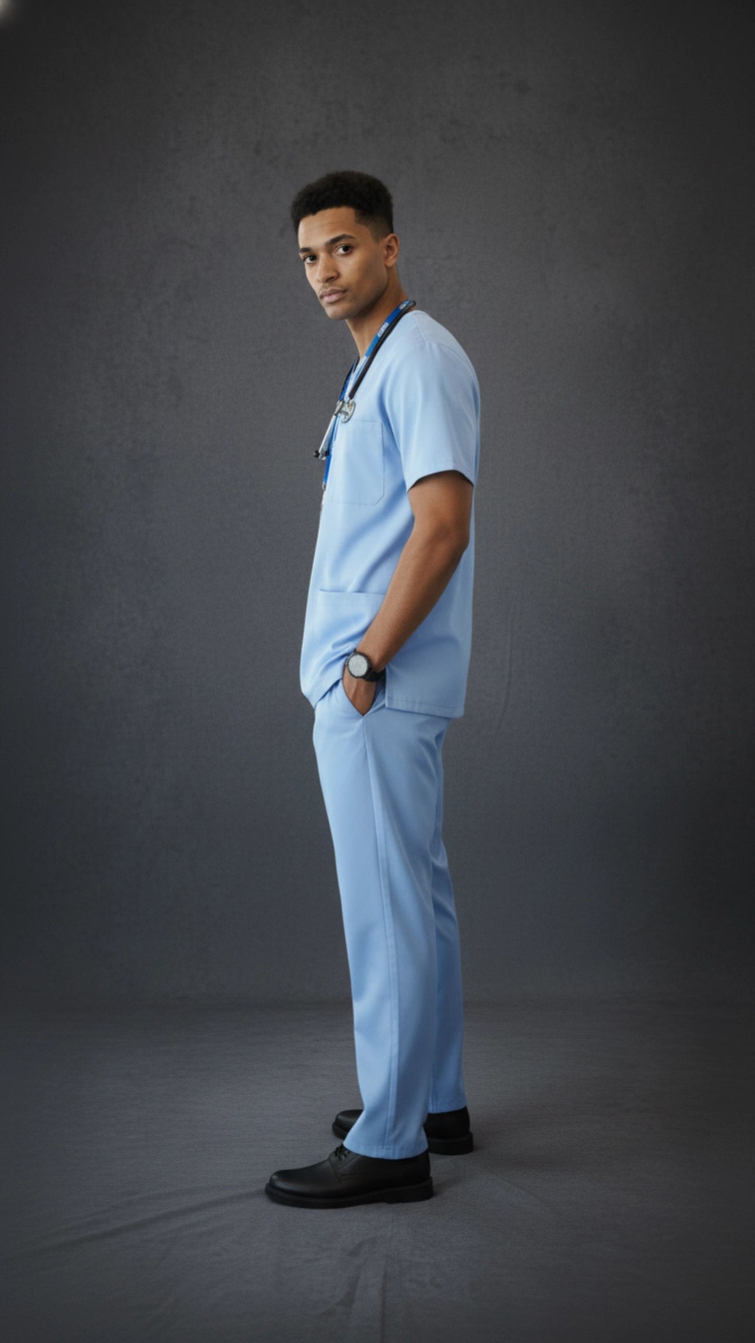 Sky Blue Unisex Scrub Tunic – V-Neck Professional Medical Workwear