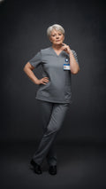 Storm Grey Unisex Scrub Tunic – V-Neck Professional Medical Workwear