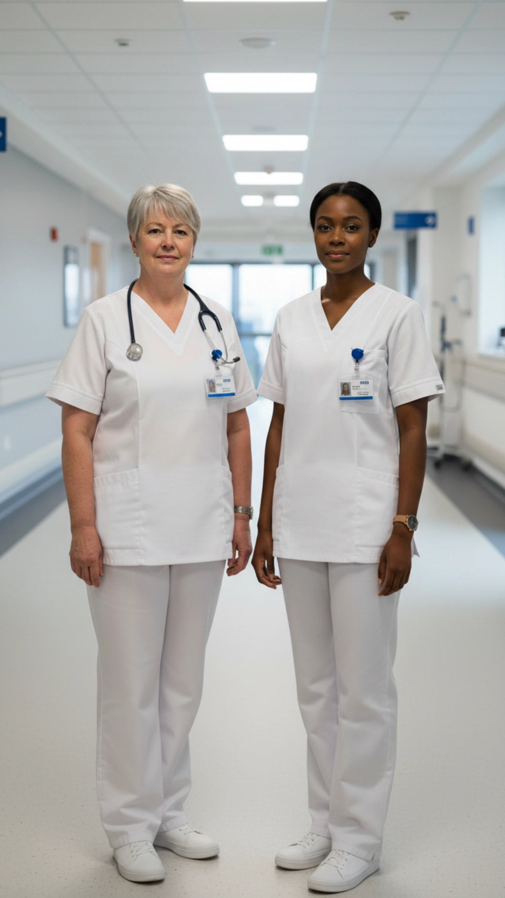 White Unisex Scrub Tunic – V-Neck Professional Medical Workwear