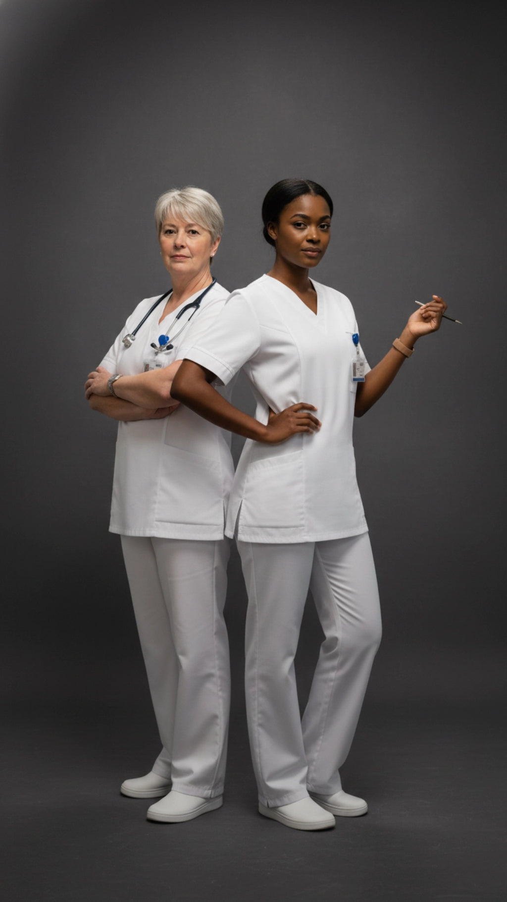 White Unisex Scrub Tunic – V-Neck Professional Medical Workwear