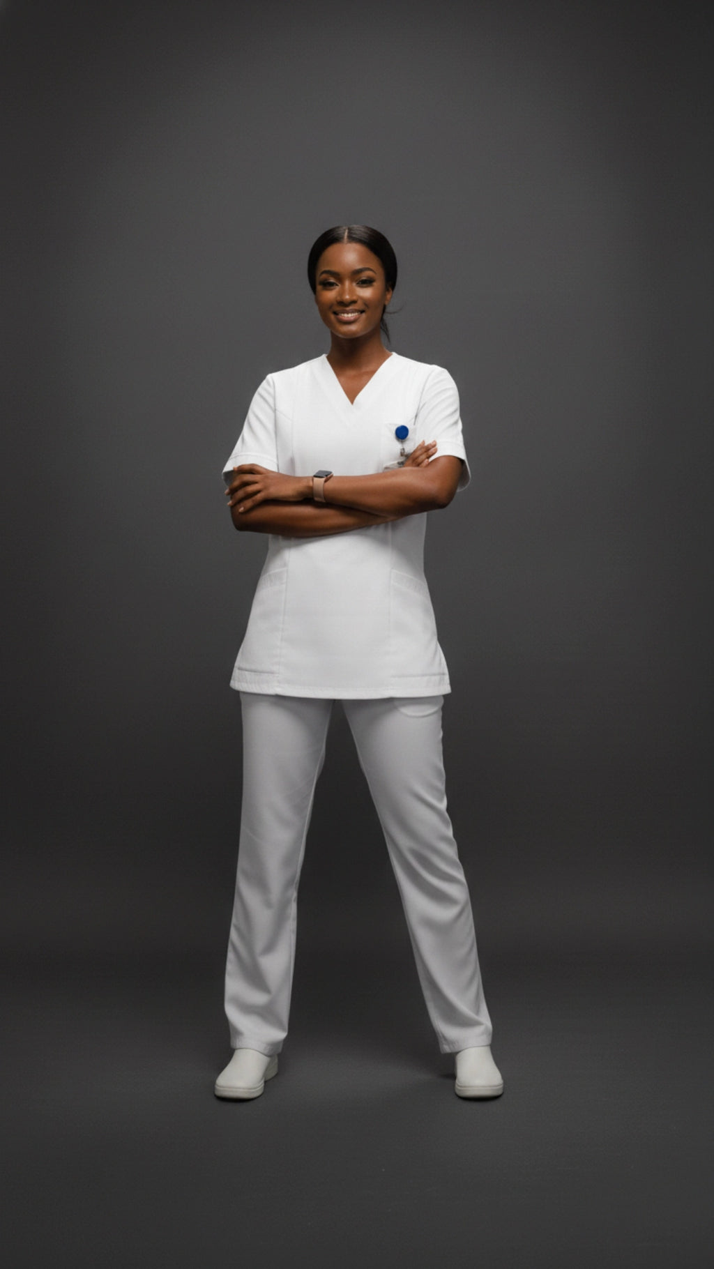White Unisex Scrub Tunic – V-Neck Professional Medical Workwear