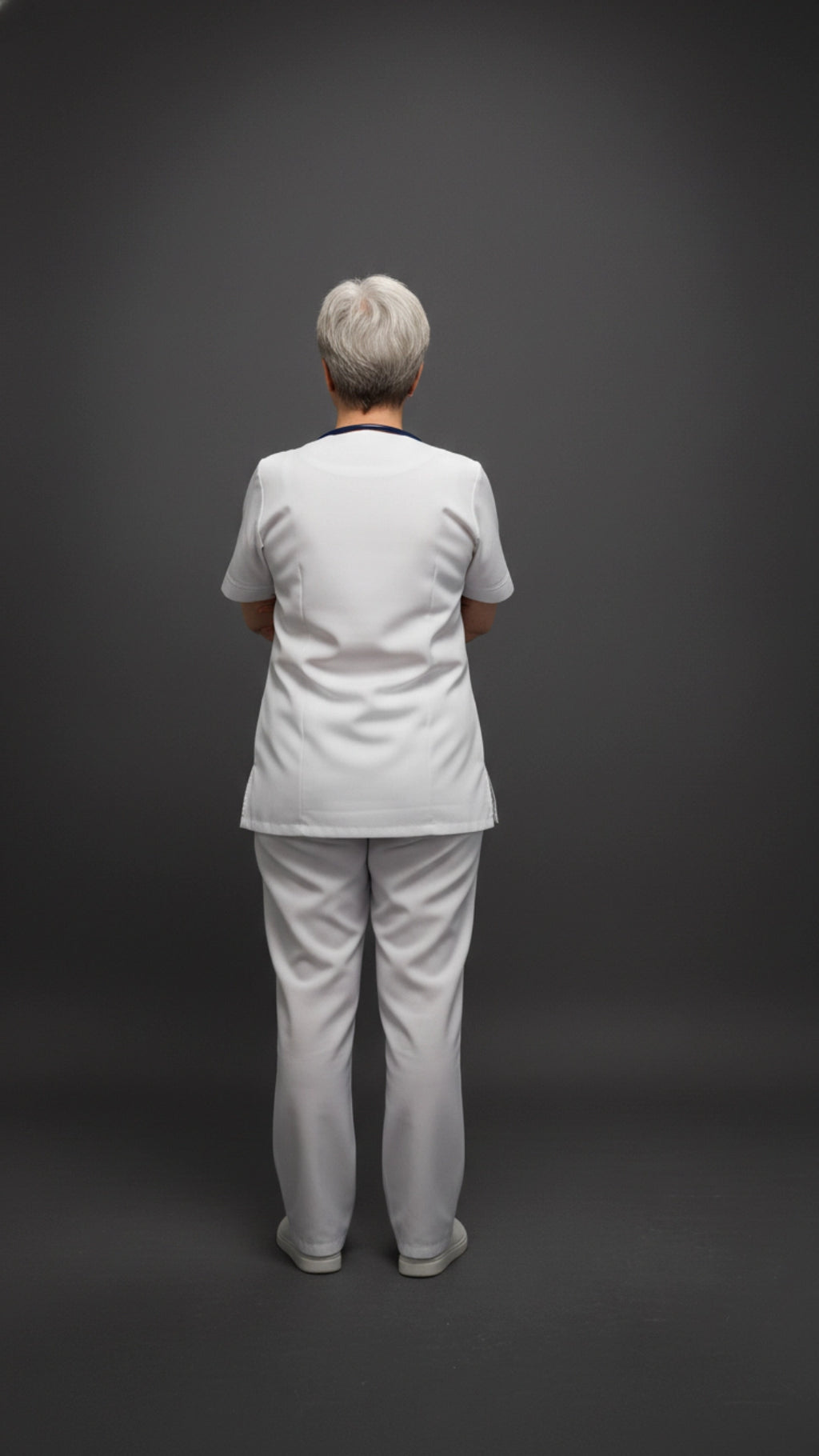 White Unisex Scrub Tunic – V-Neck Professional Medical Workwear