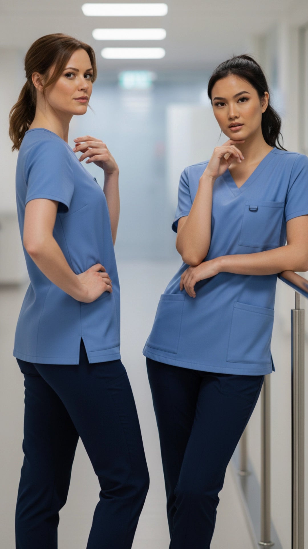 Ciel Blue Women’s Medical Tunic – V-Neck with Utility Hook