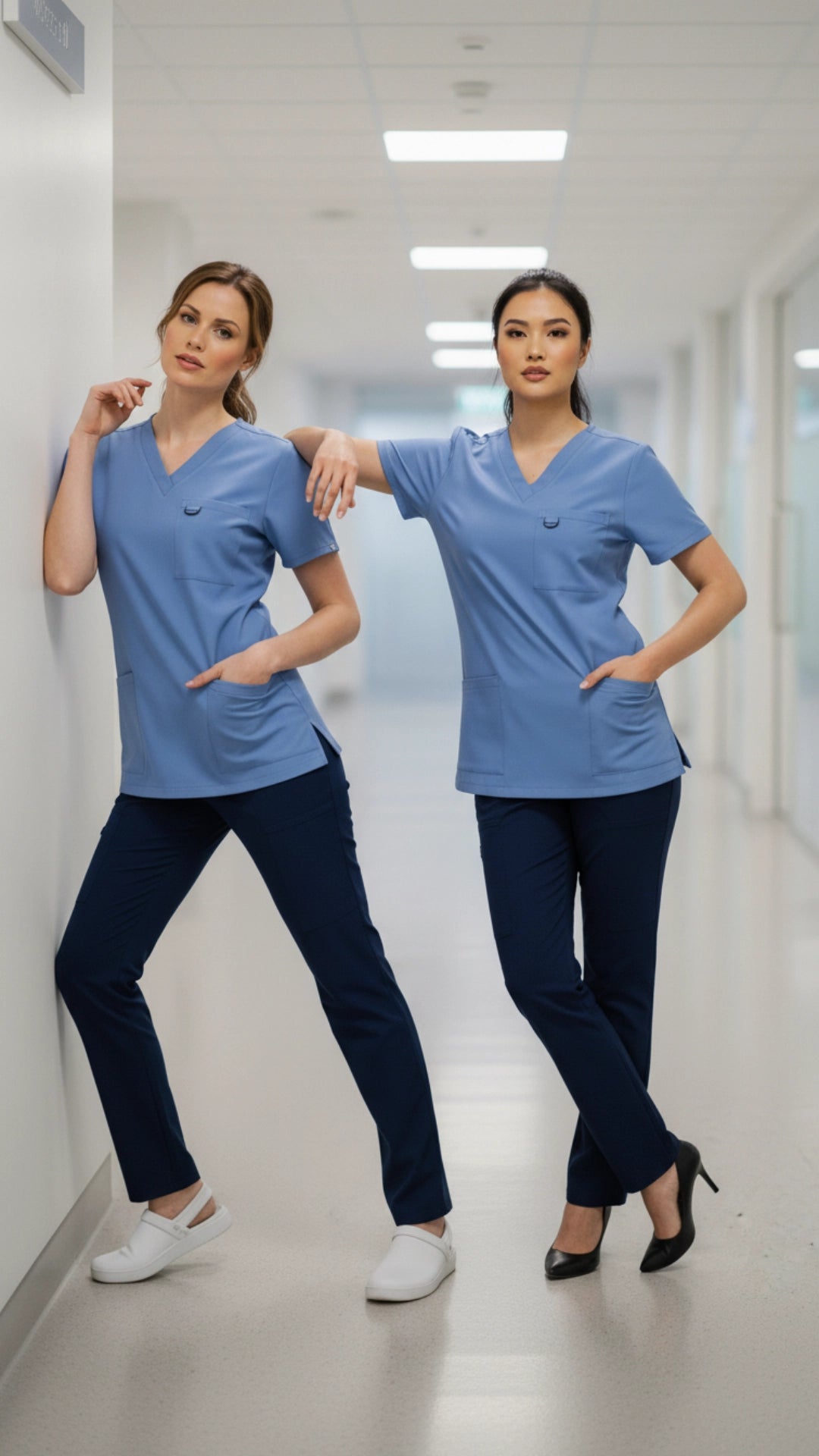 Ciel Blue Women’s Medical Tunic – V-Neck with Utility Hook