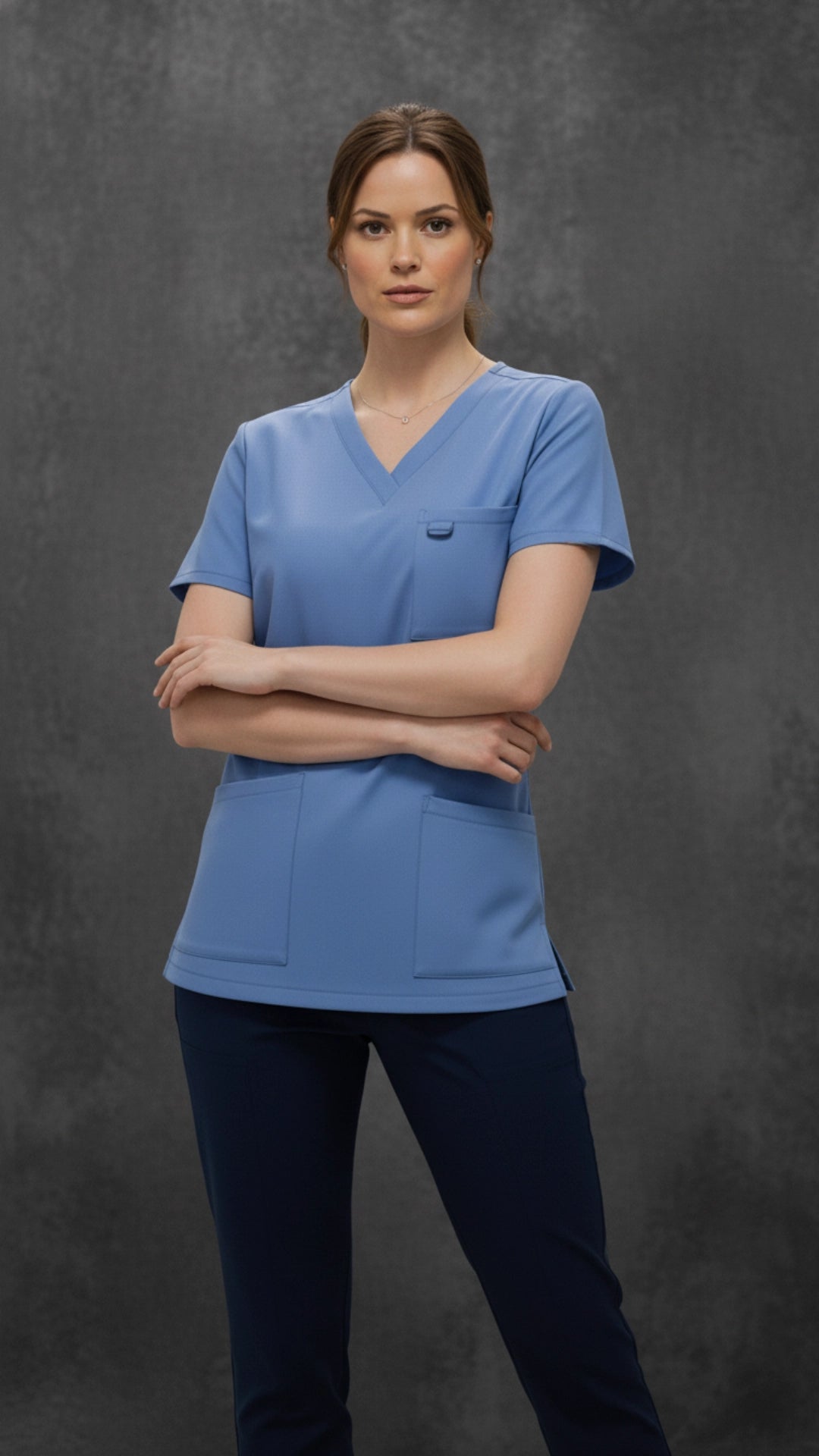 Ciel Blue Women’s Medical Tunic – V-Neck with Utility Hook