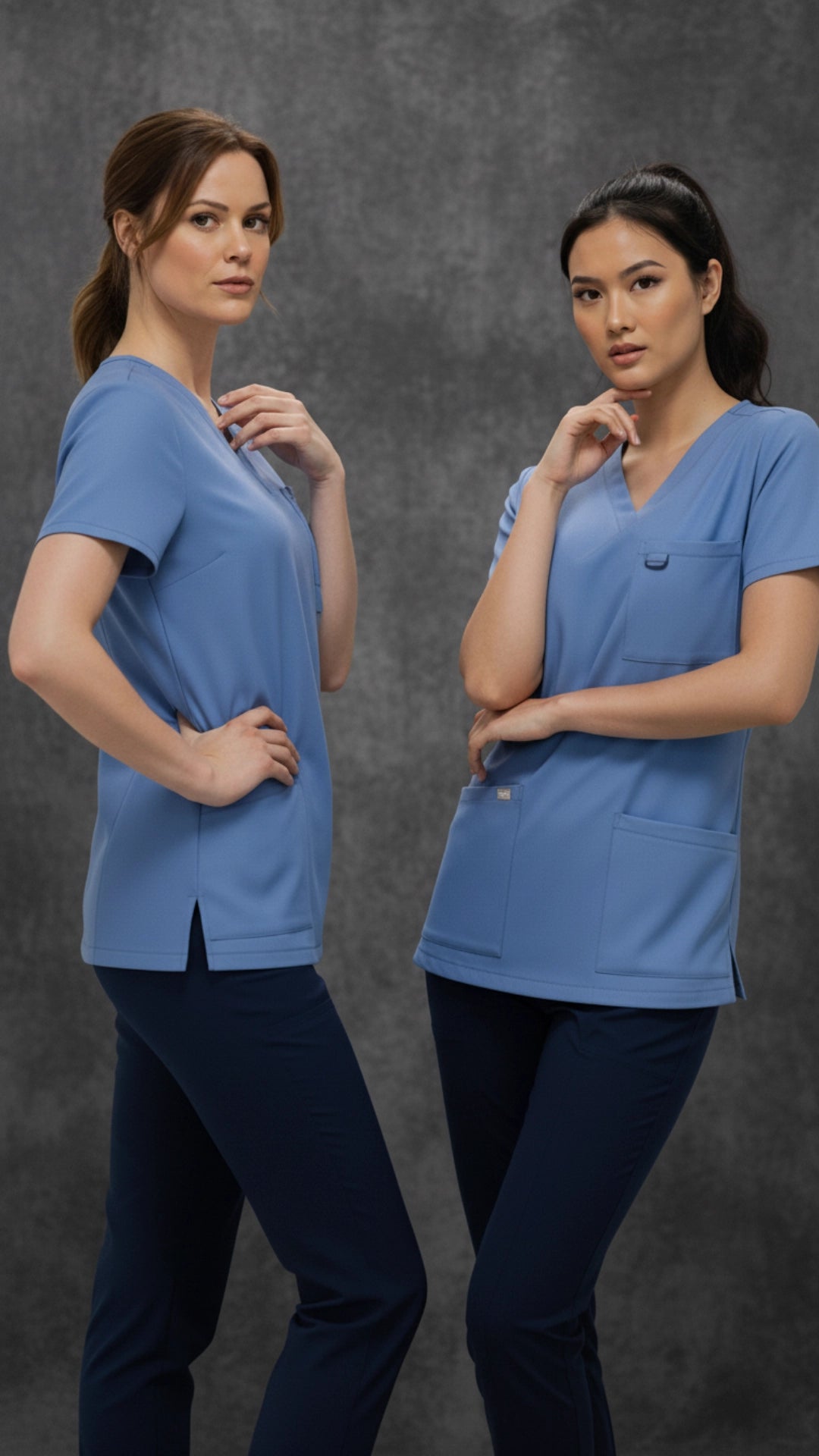 Ciel Blue Women’s Medical Tunic – V-Neck with Utility Hook