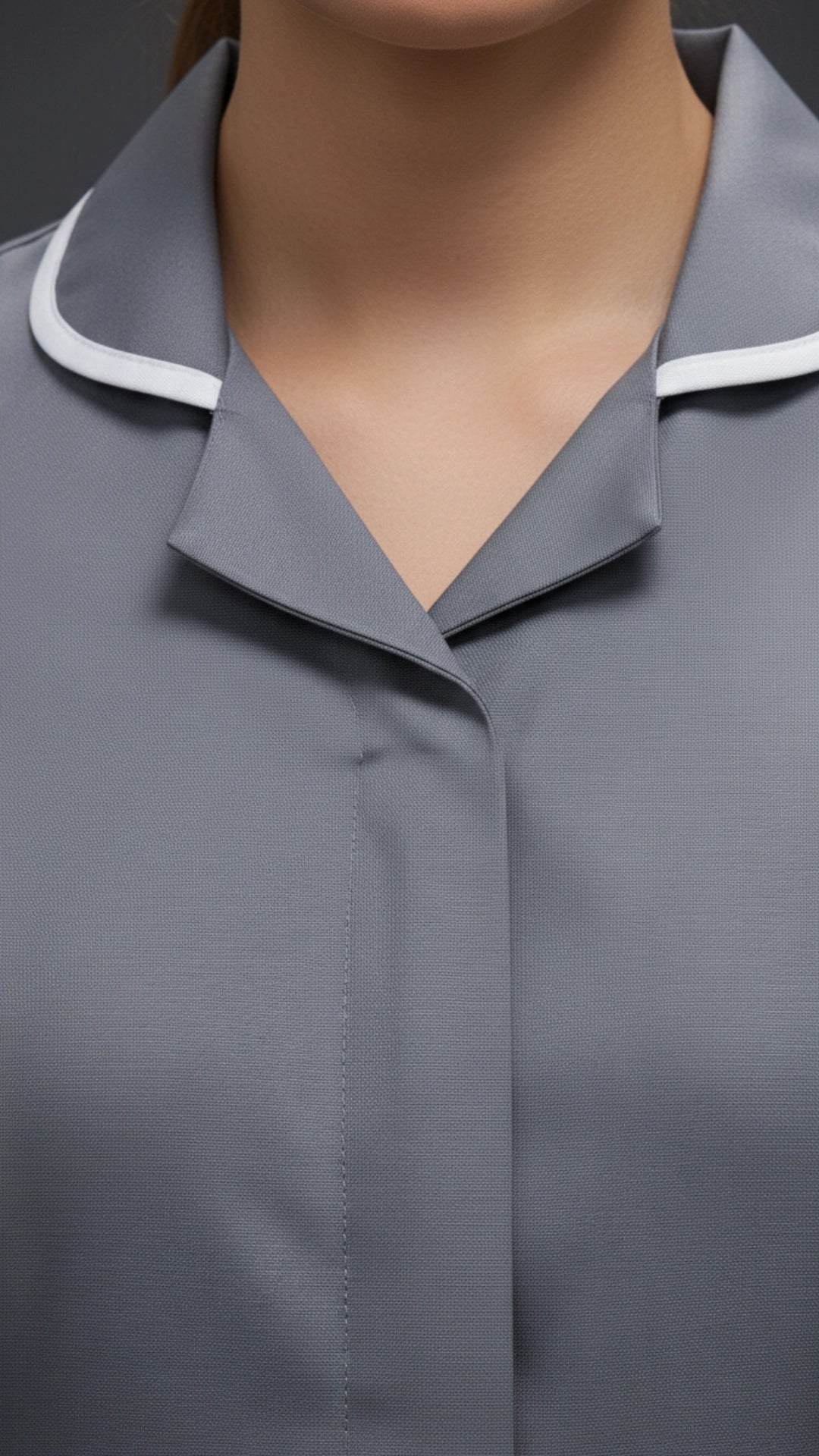 Women’s Grey Medical Tunic with Contrast Piping | Healthcare Uniform