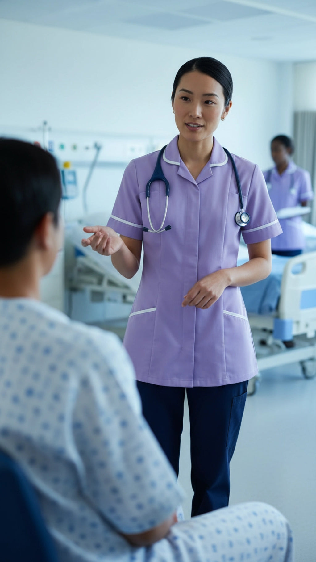 Women’s Lilac Medical Tunic with White Piping | Healthcare Uniform