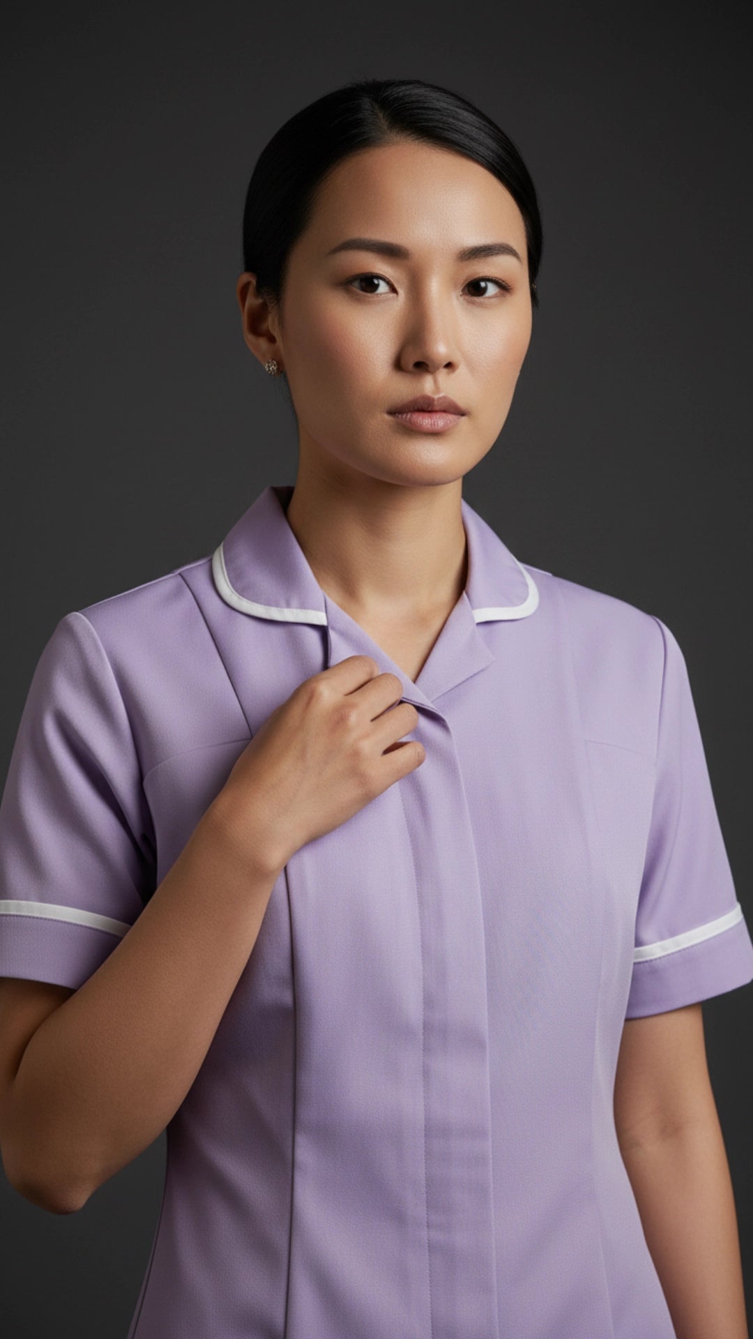 Women’s Lilac Medical Tunic with White Piping | Healthcare Uniform