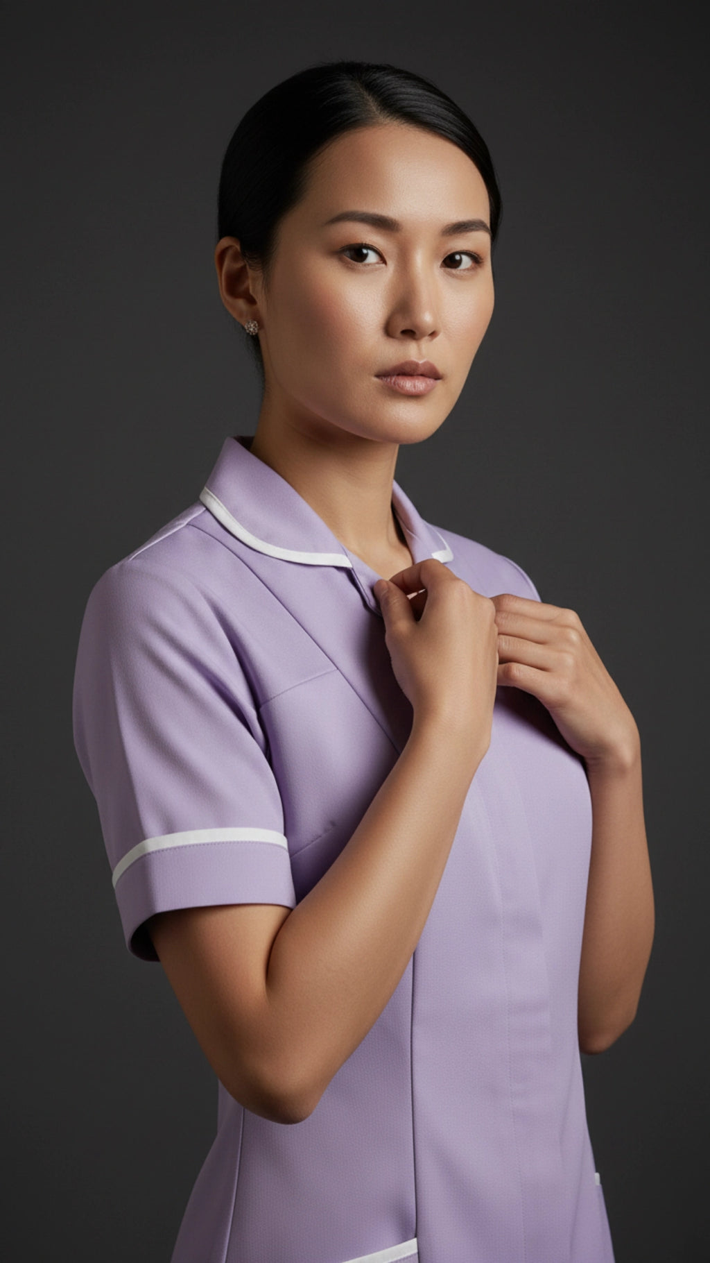 Women’s Lilac Medical Tunic with White Piping | Healthcare Uniform