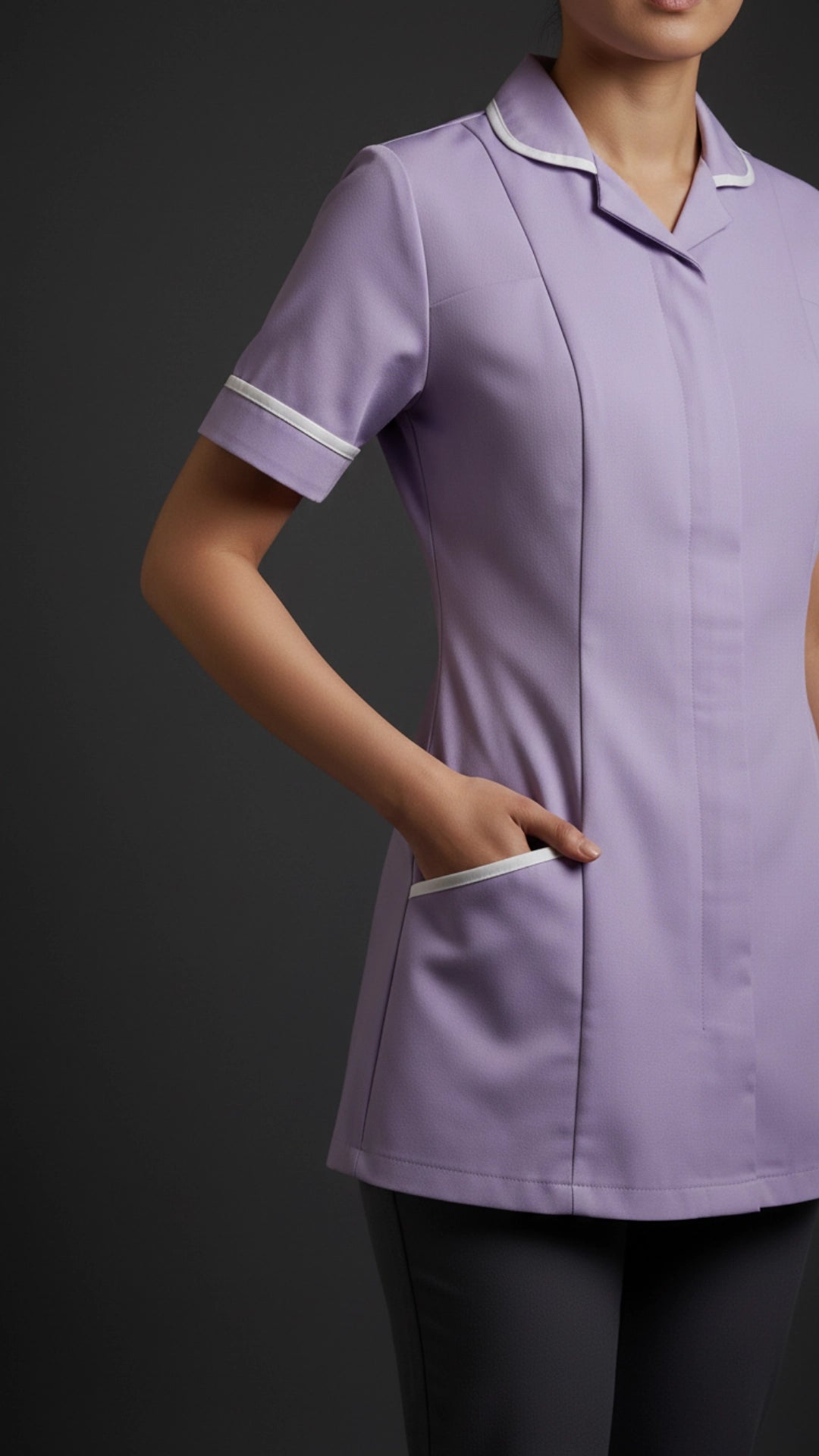 Women’s Lilac Medical Tunic with White Piping | Healthcare Uniform