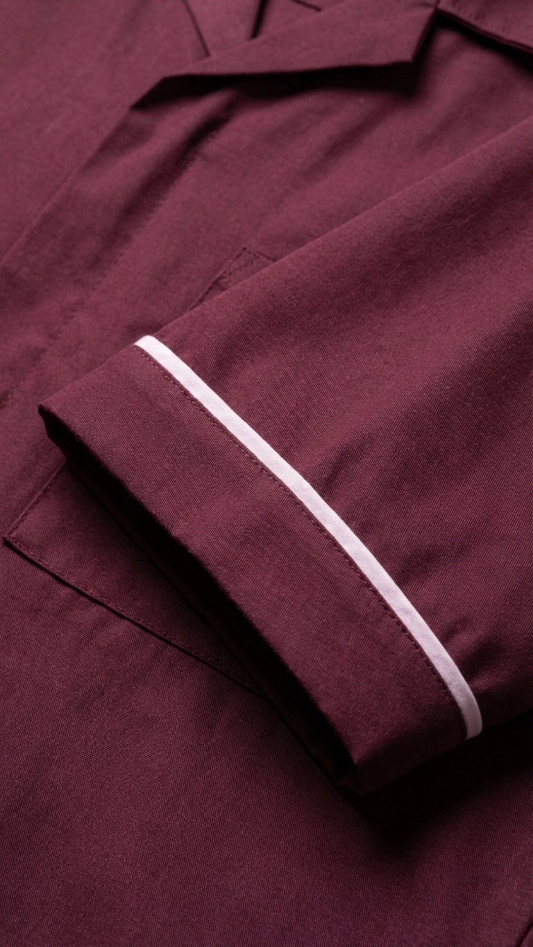 Men’s Maroon Medical Tunic with White Piping | Healthcare Uniform