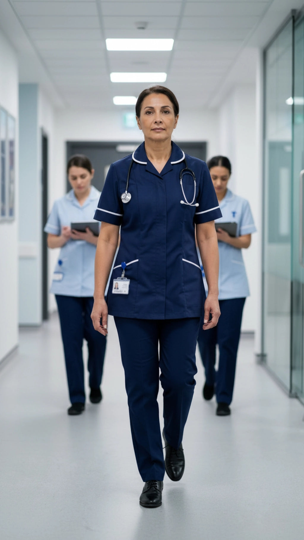 Women’s Navy Medical Tunic with White Piping | Healthcare Uniform