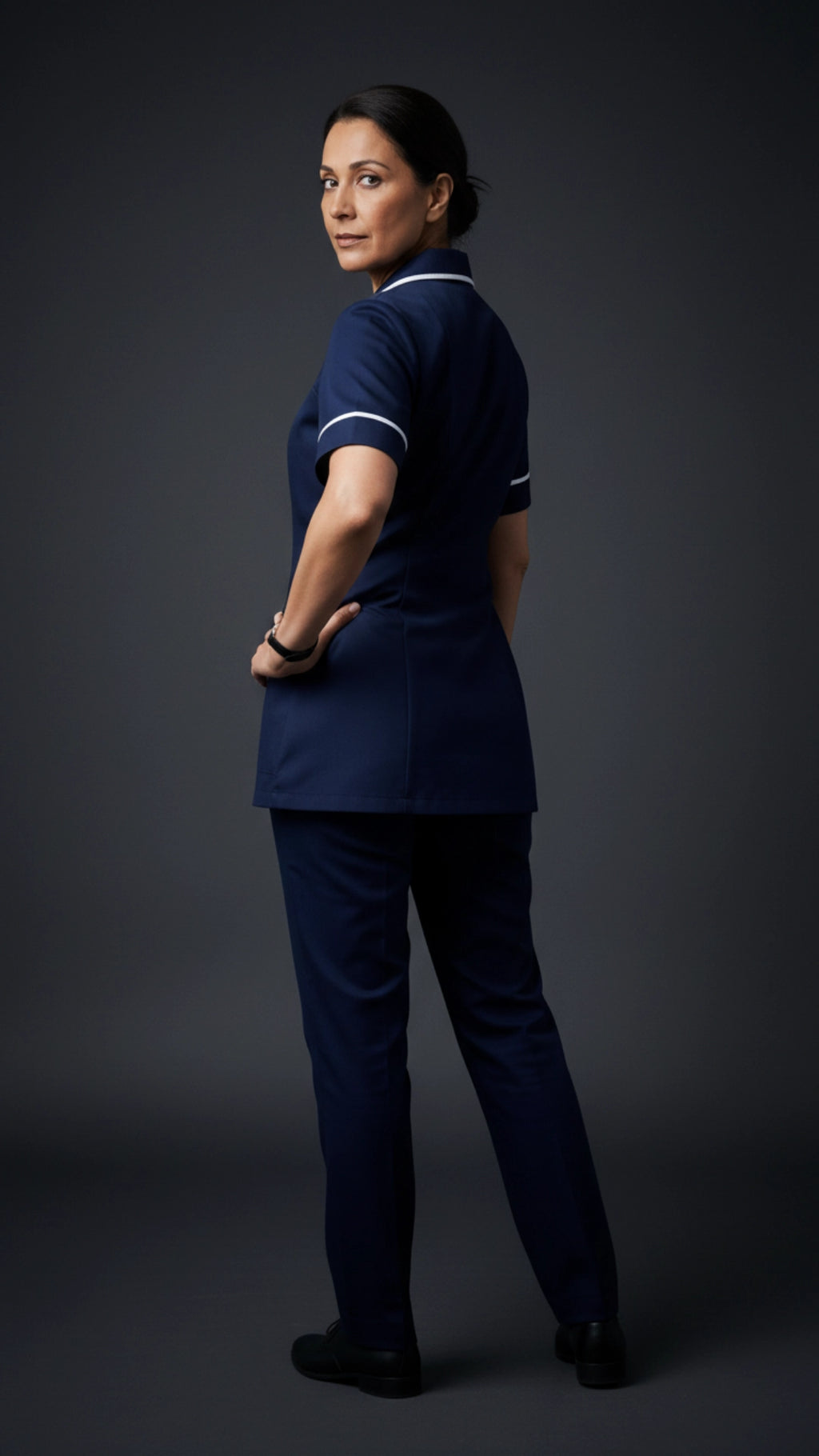 Women’s Navy Medical Tunic with White Piping | Healthcare Uniform