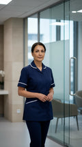 Women’s Navy Medical Tunic with White Piping | Healthcare Uniform