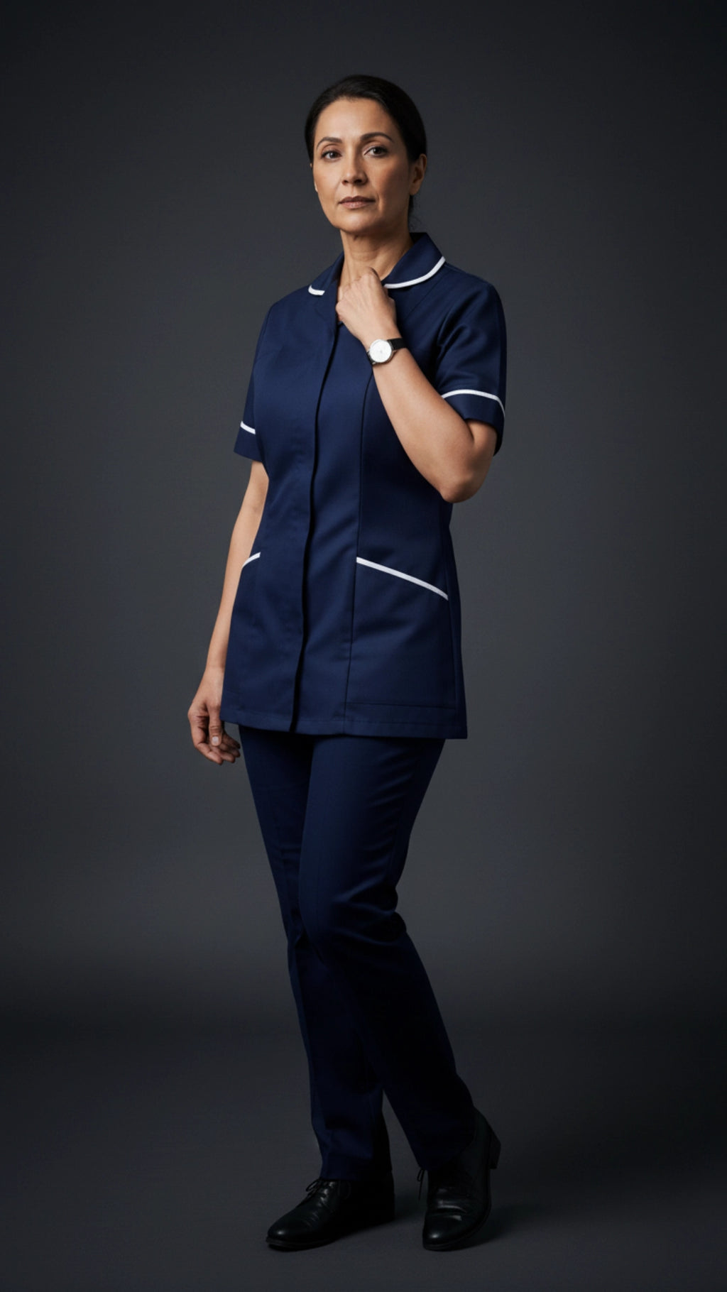 Women’s Navy Medical Tunic with White Piping | Healthcare Uniform