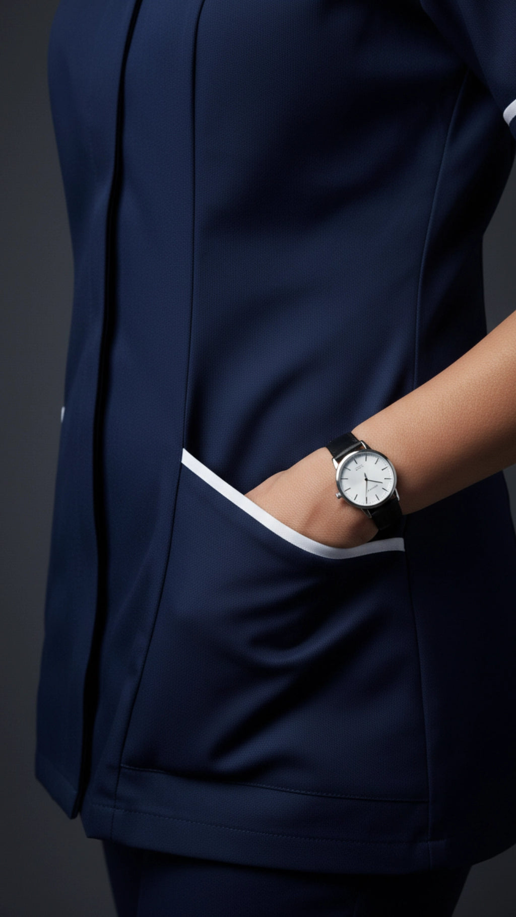 Women’s Navy Medical Tunic with White Piping | Healthcare Uniform