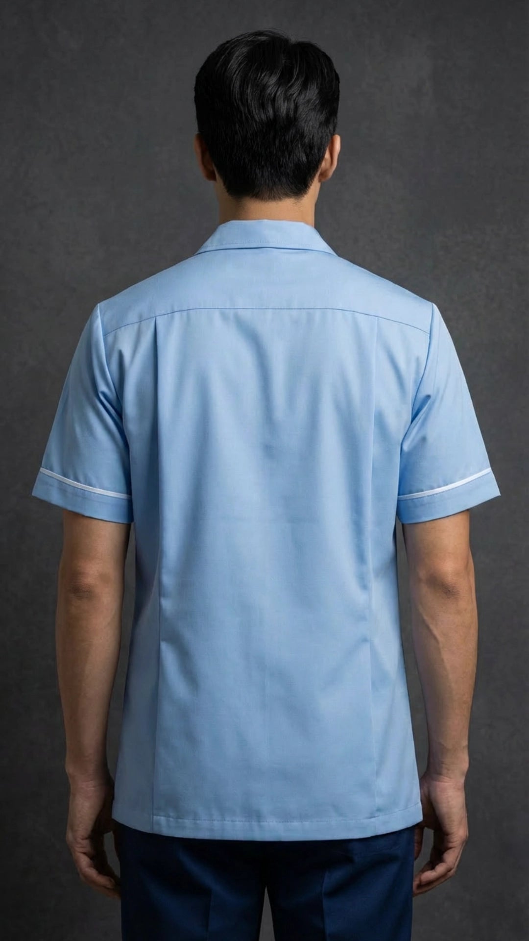 Men’s Sky Blue Medical Tunic with White Piping | Healthcare Uniform