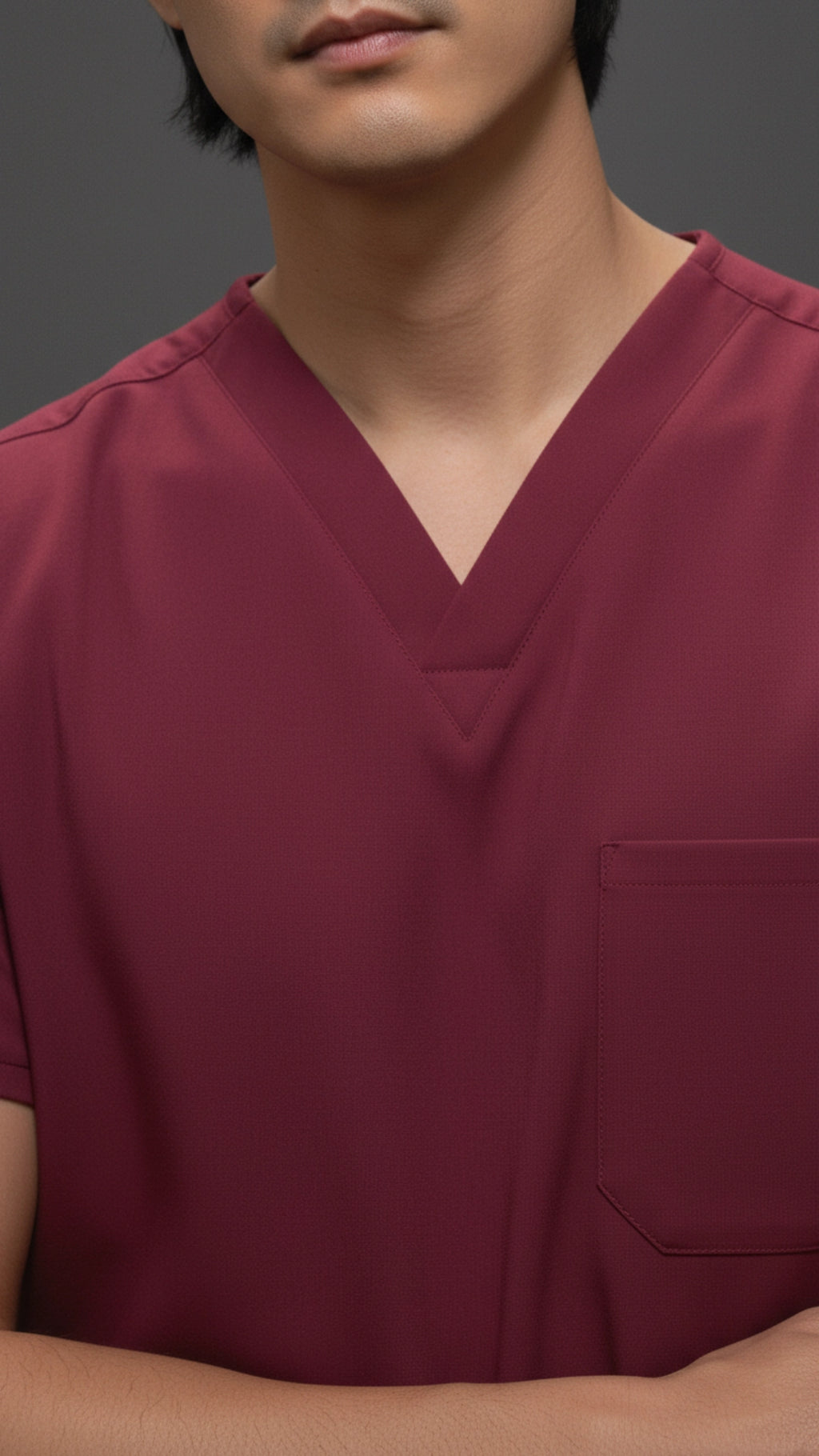 Maroon Unisex Scrub Tunic – V-Neck Professional Medical Workwear