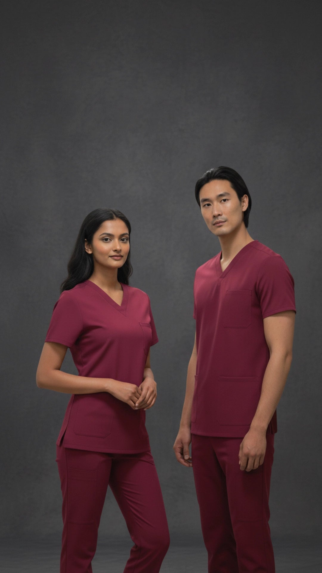 Maroon Unisex Scrub Tunic – V-Neck Professional Medical Workwear